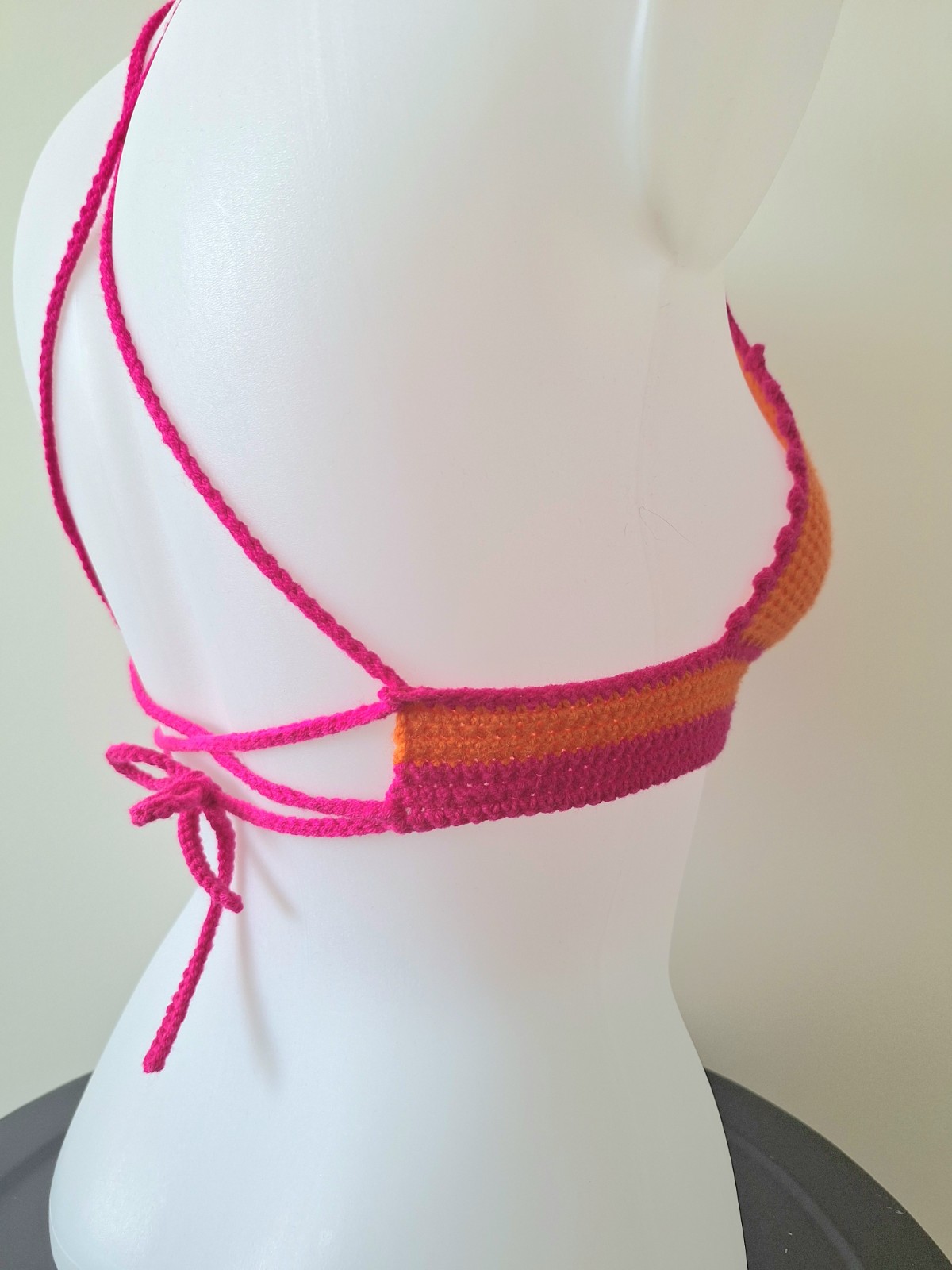 Gehaakt topje | Oranje en knalroze - 124276 Gehaakt topje | Oranje en knalroze