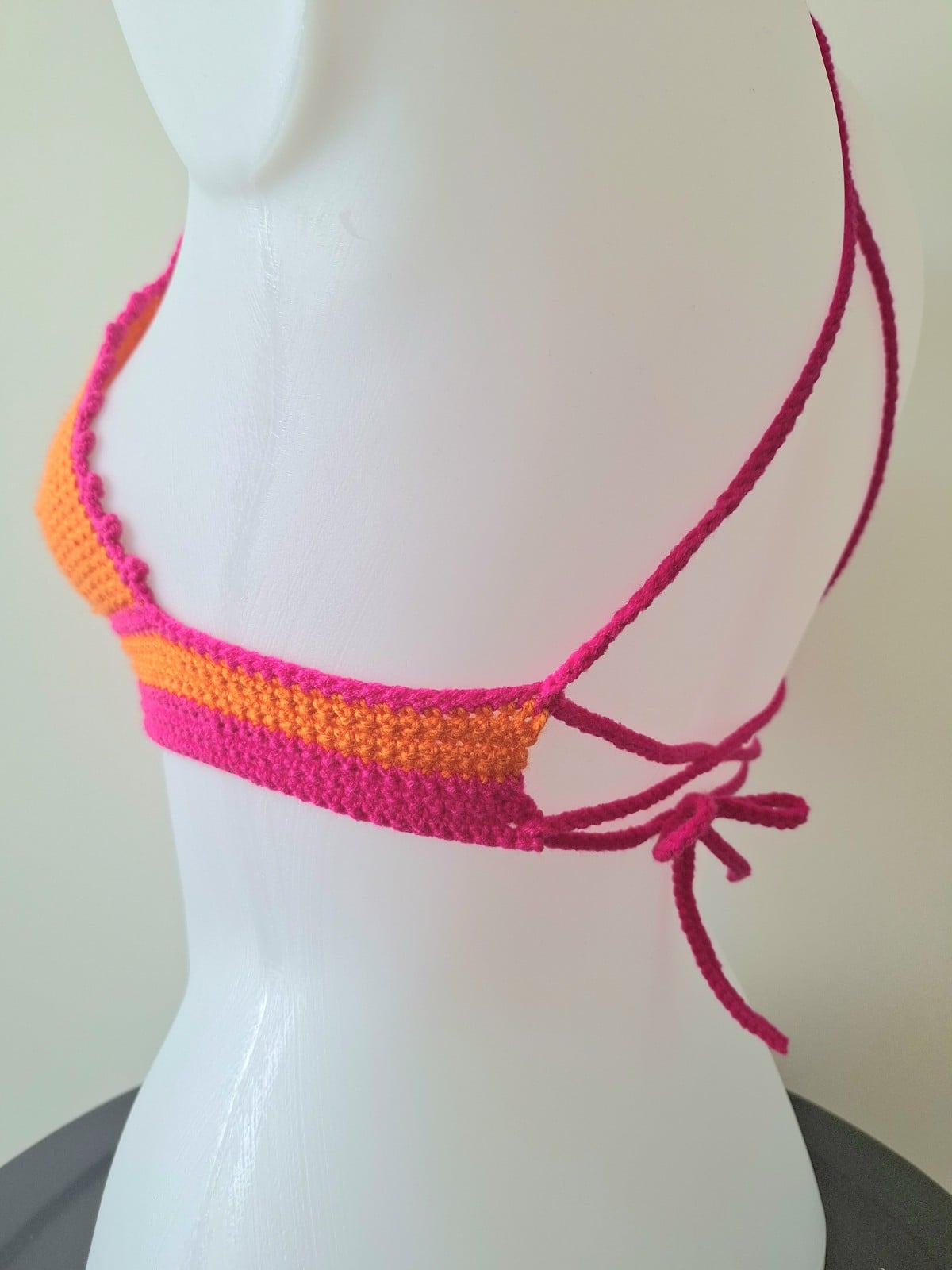 Gehaakt topje | Oranje en knalroze - 124277 Gehaakt topje | Oranje en knalroze