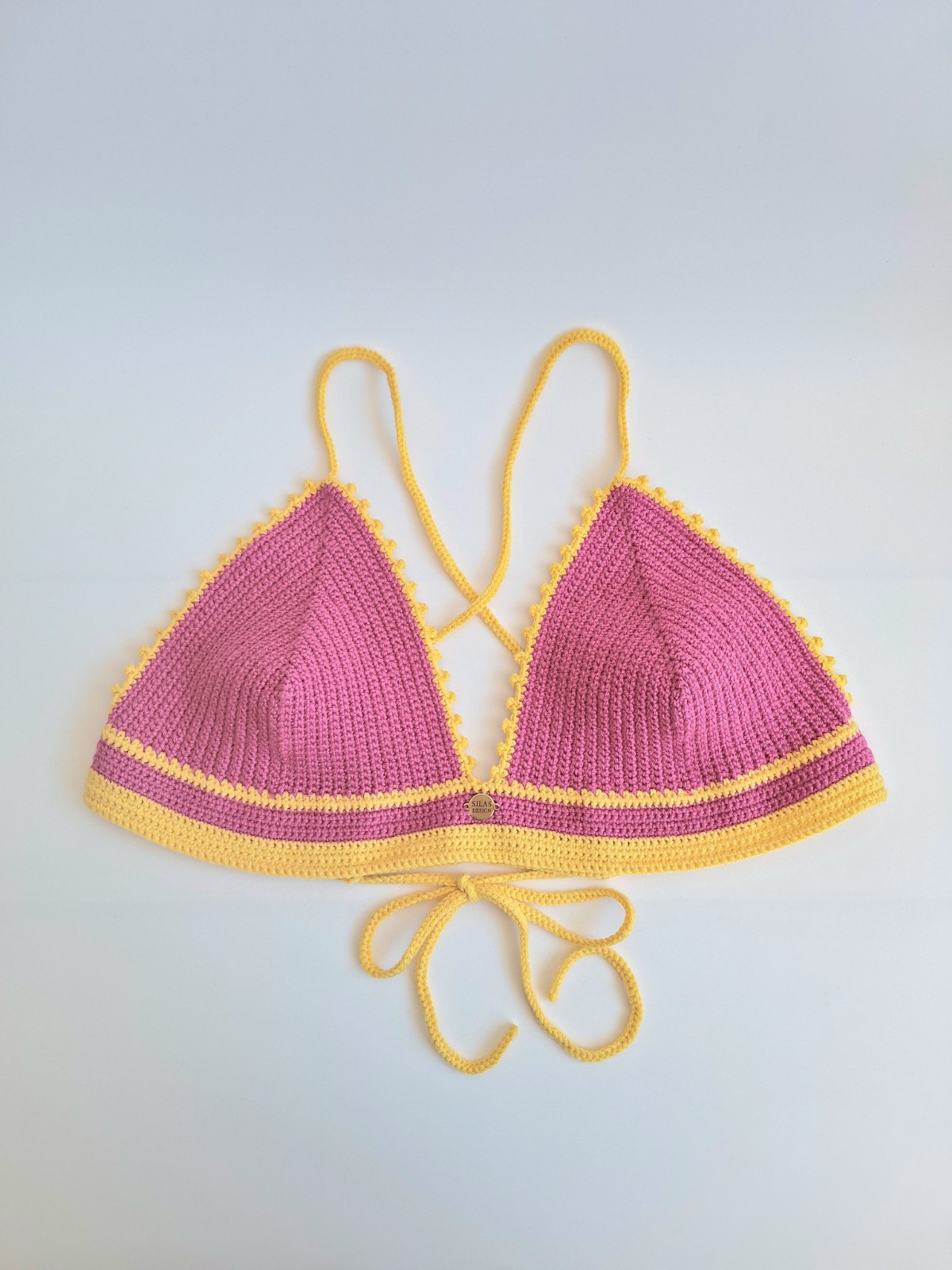 Gehaakt topje | Roze en geel