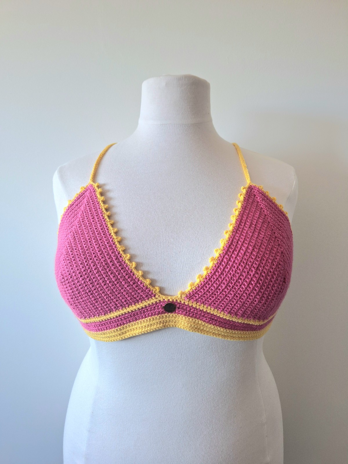 Gehaakt topje | Roze en geel