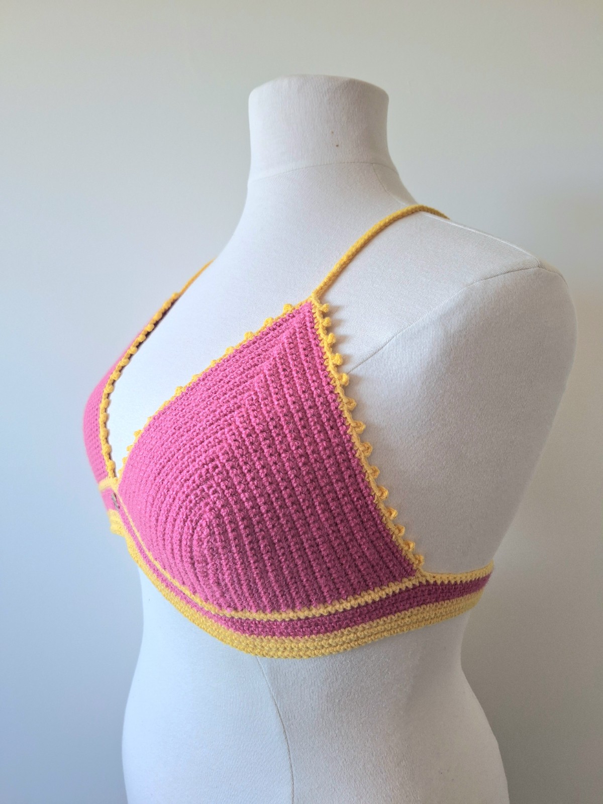 Gehaakt topje | Roze en geel