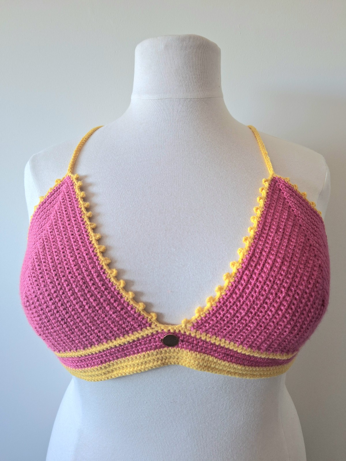 Gehaakt topje | Roze en geel