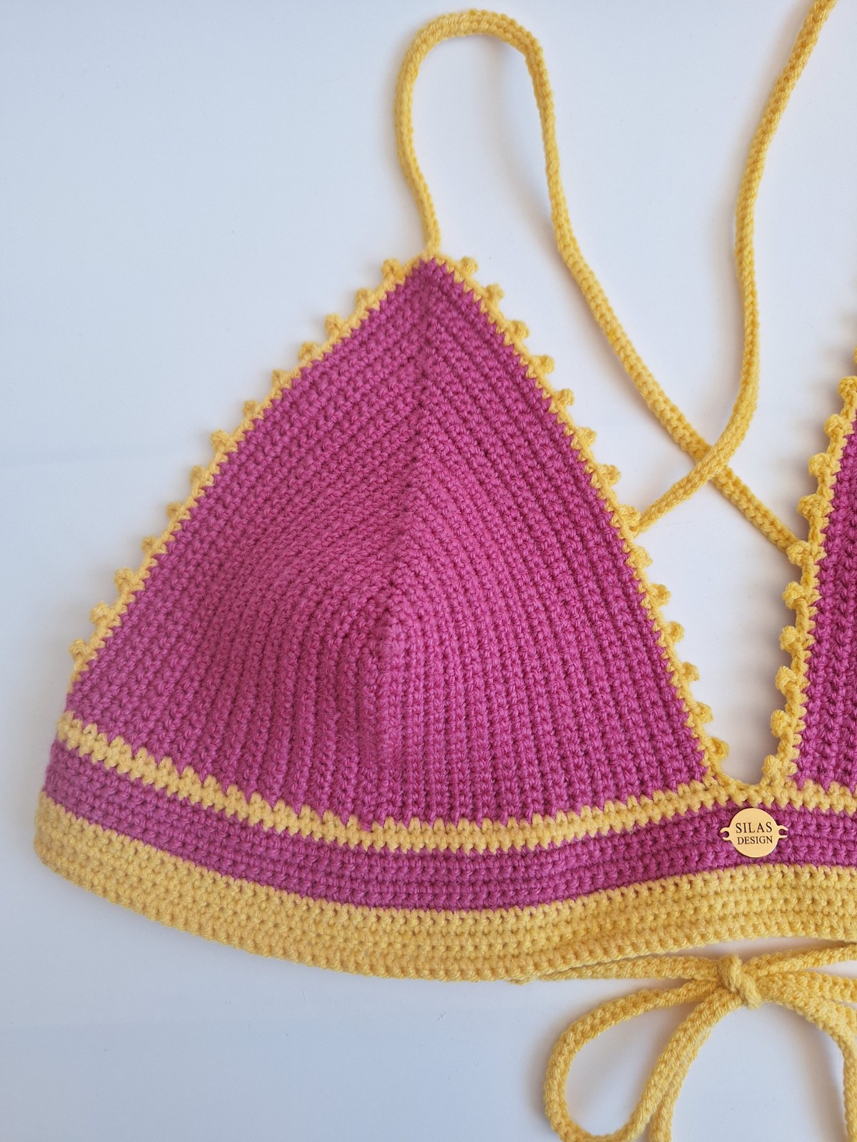 Gehaakt topje | Roze en geel