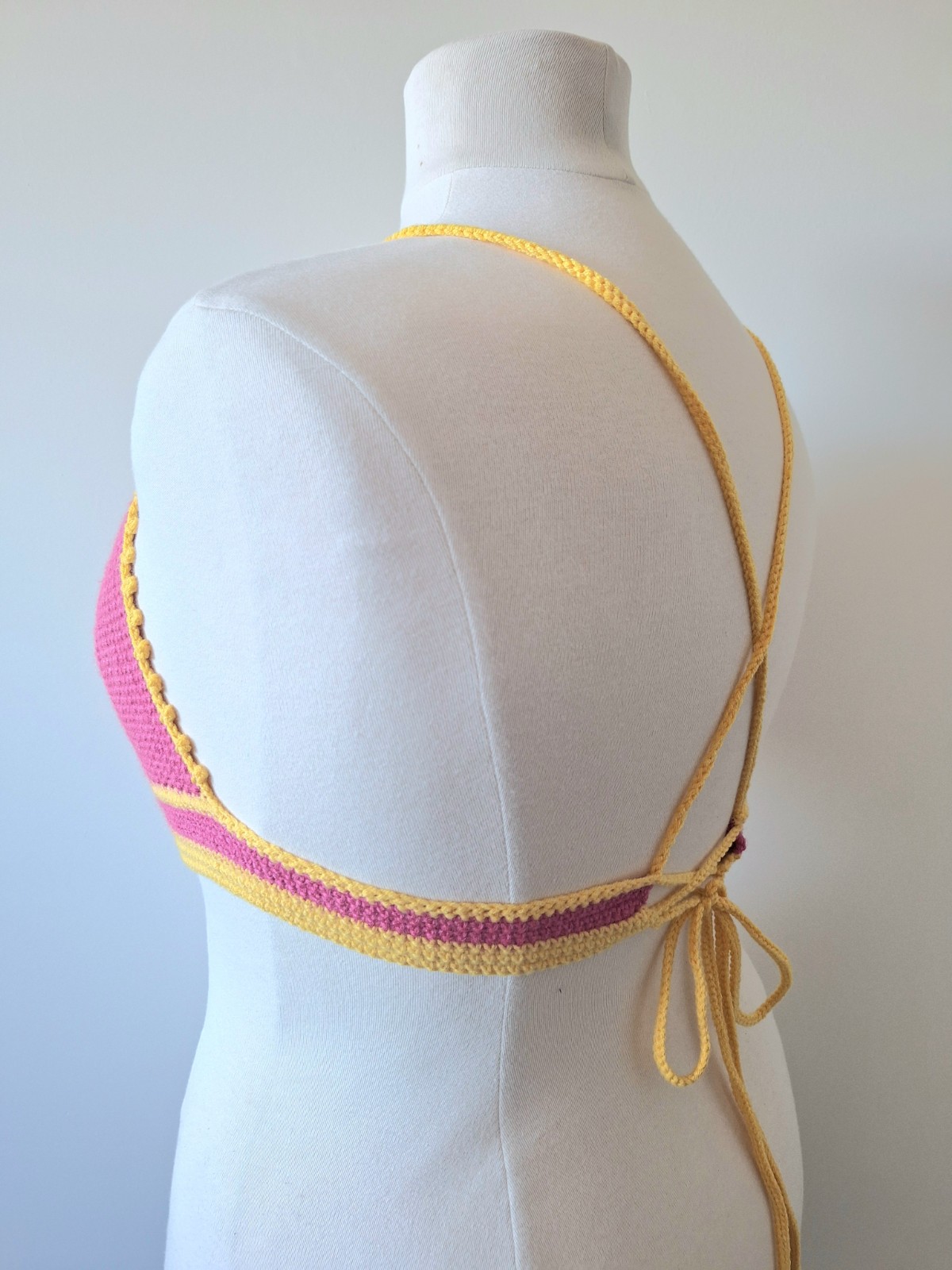 Gehaakt topje | Roze en geel