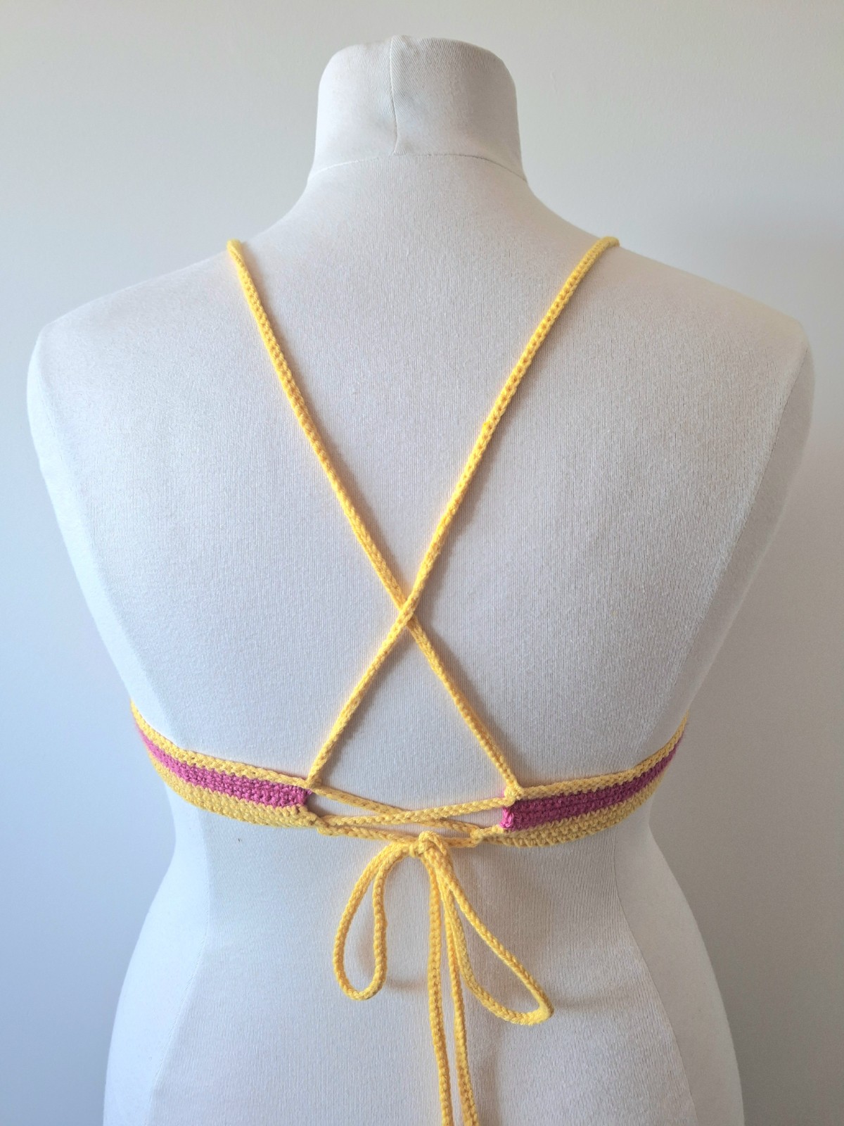 Gehaakt topje | Roze en geel