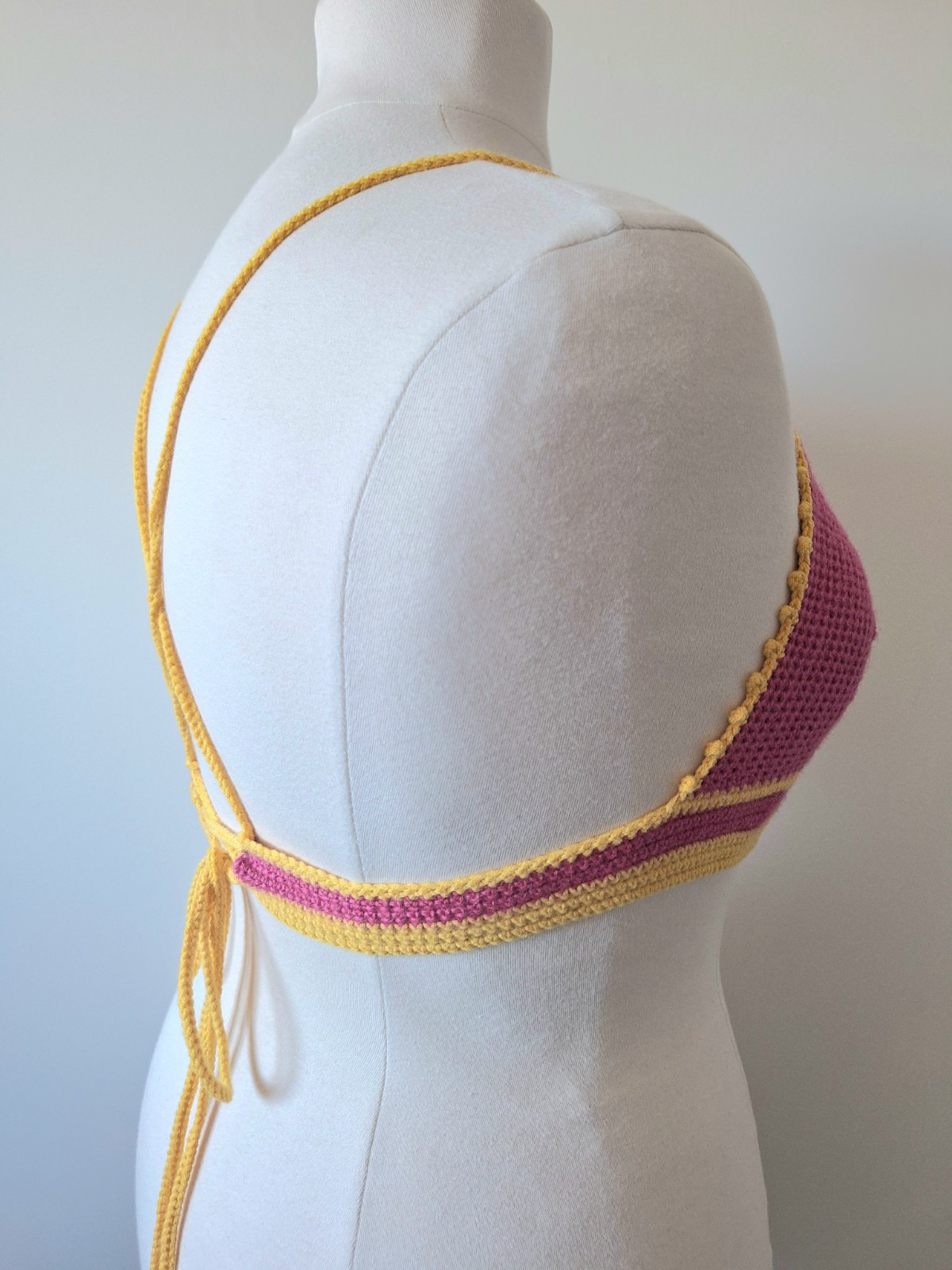 Gehaakt topje | Roze en geel