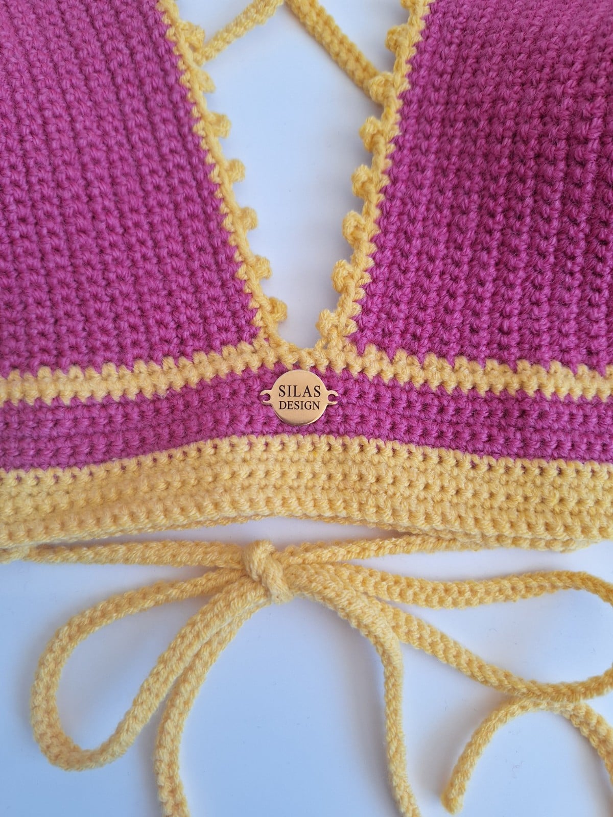 Gehaakt topje | Roze en geel