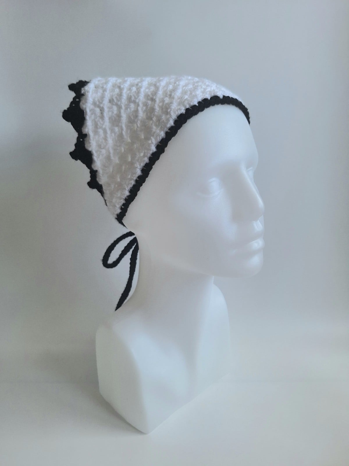 Gehaakte bandana | Wit en zwart