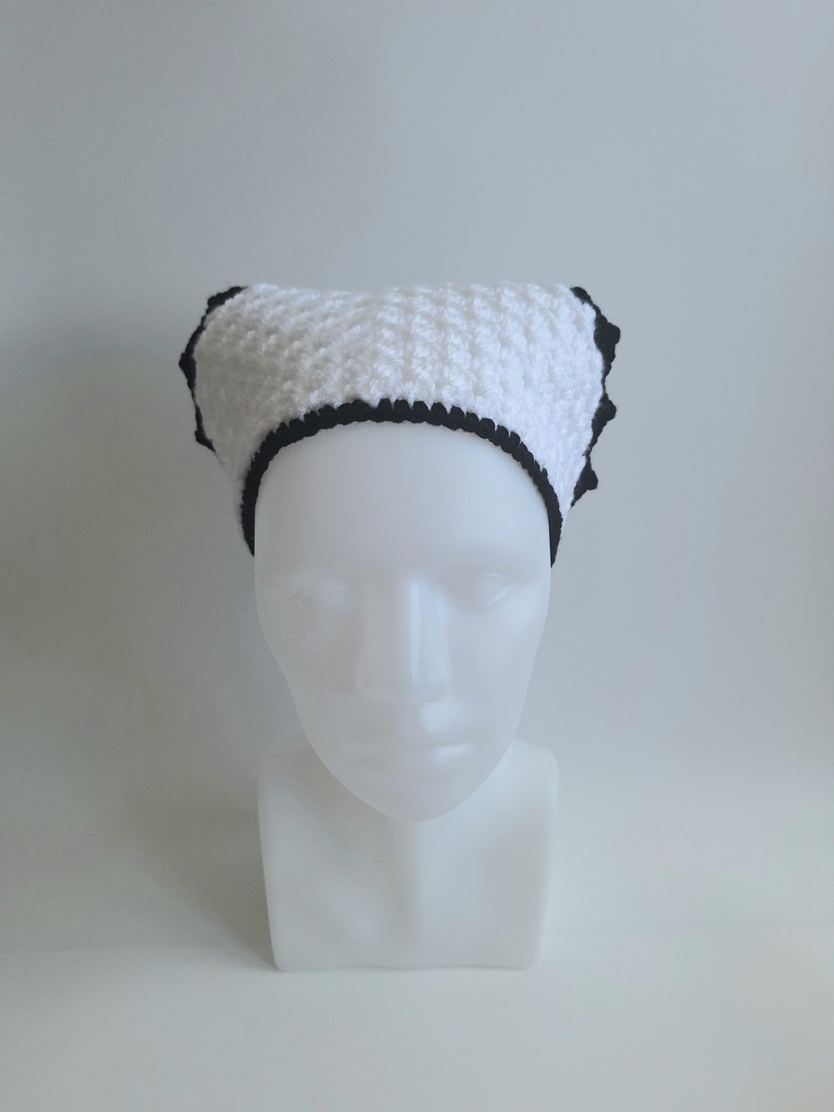 Gehaakte bandana | Wit en zwart