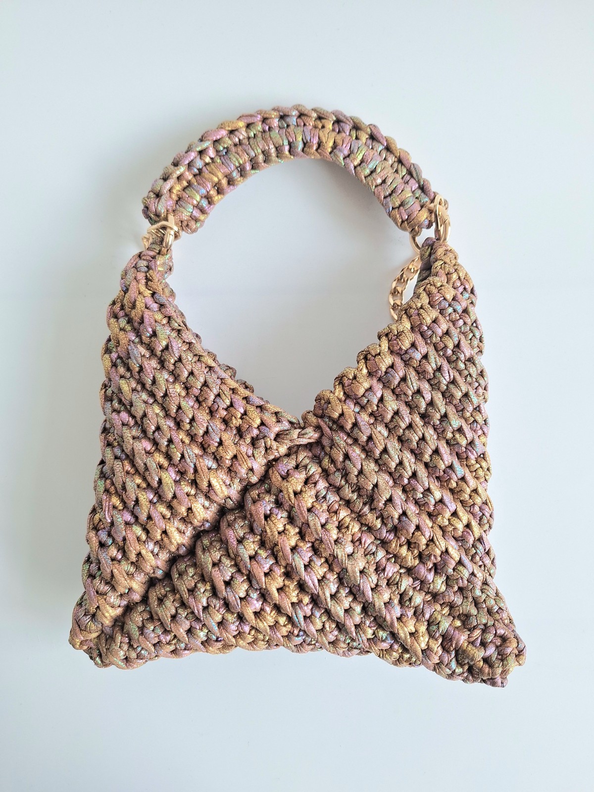 Gehaakte crossbody tas | Glitter bruin