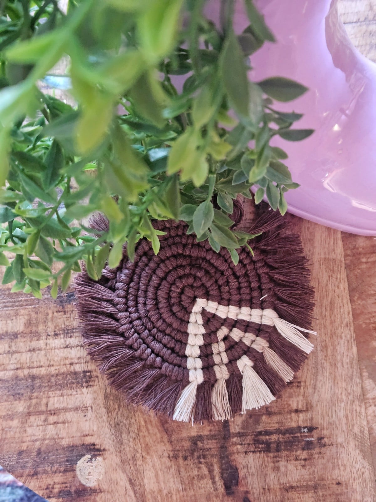 Macramé onderzetter bruin