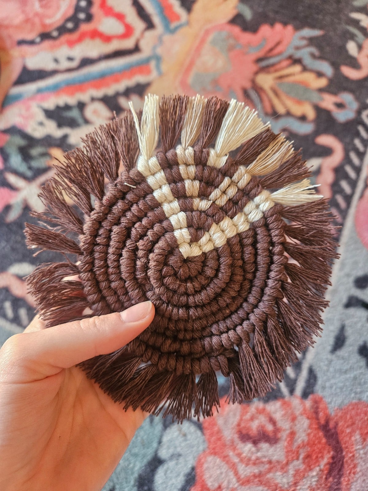 Macramé onderzetter bruin