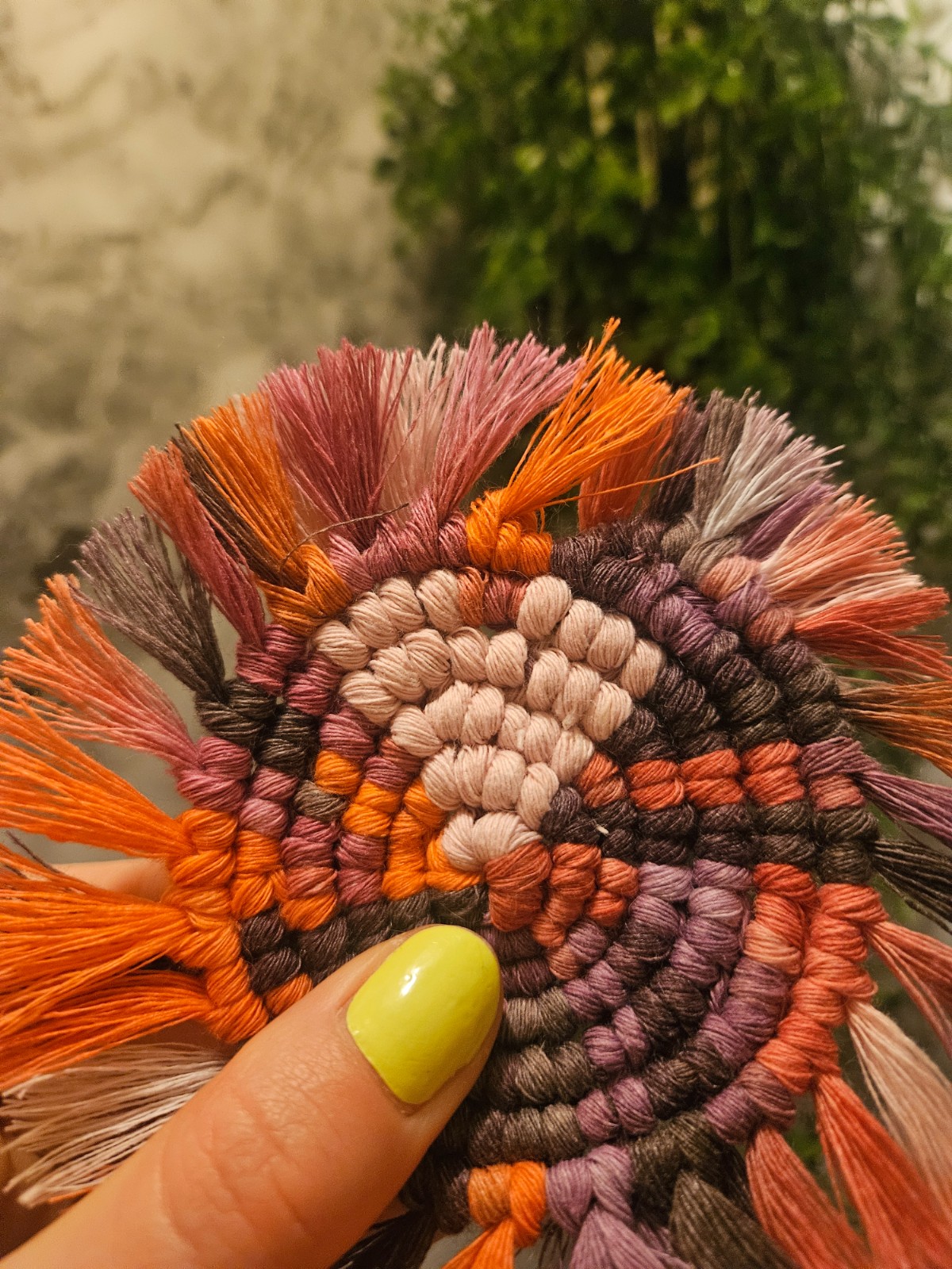 Multicolor macramé coaster