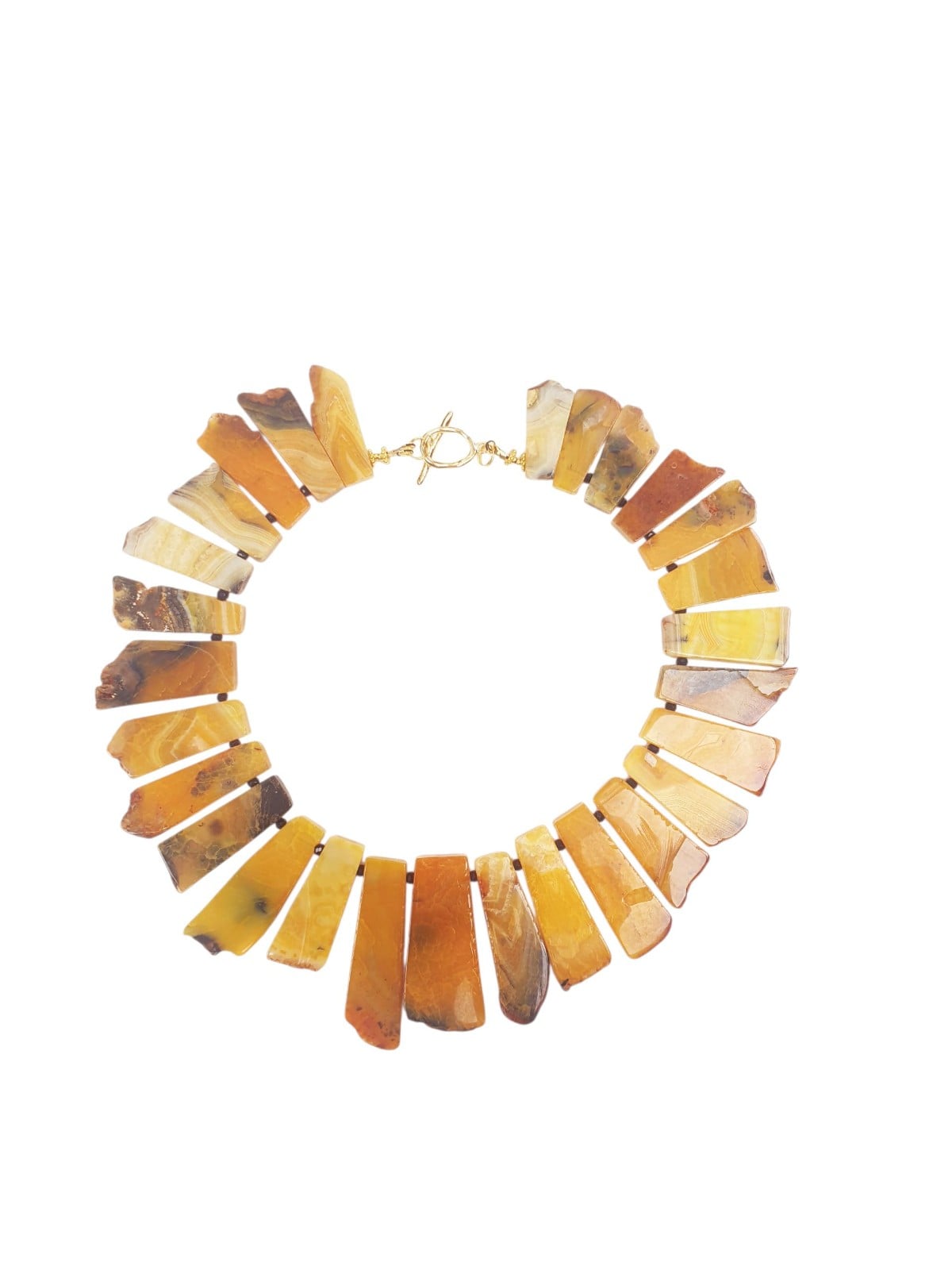 Unieke statement ketting met agaat en Maleisische jade