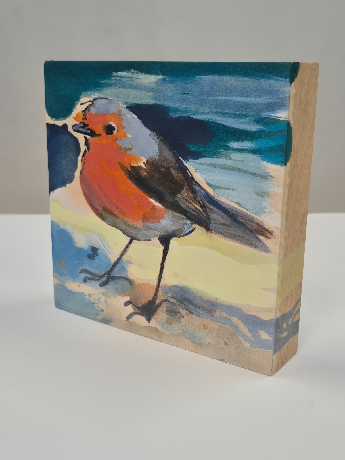 Vogeltjes III, houten paneel