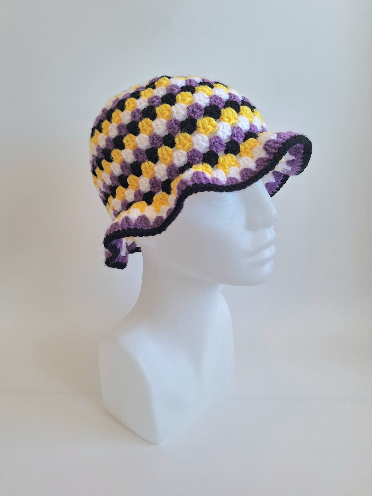 Gehaakte bucket hat | Pride non-binary vlag - 129997 Gehaakte bucket hat | Pride non-binary vlag