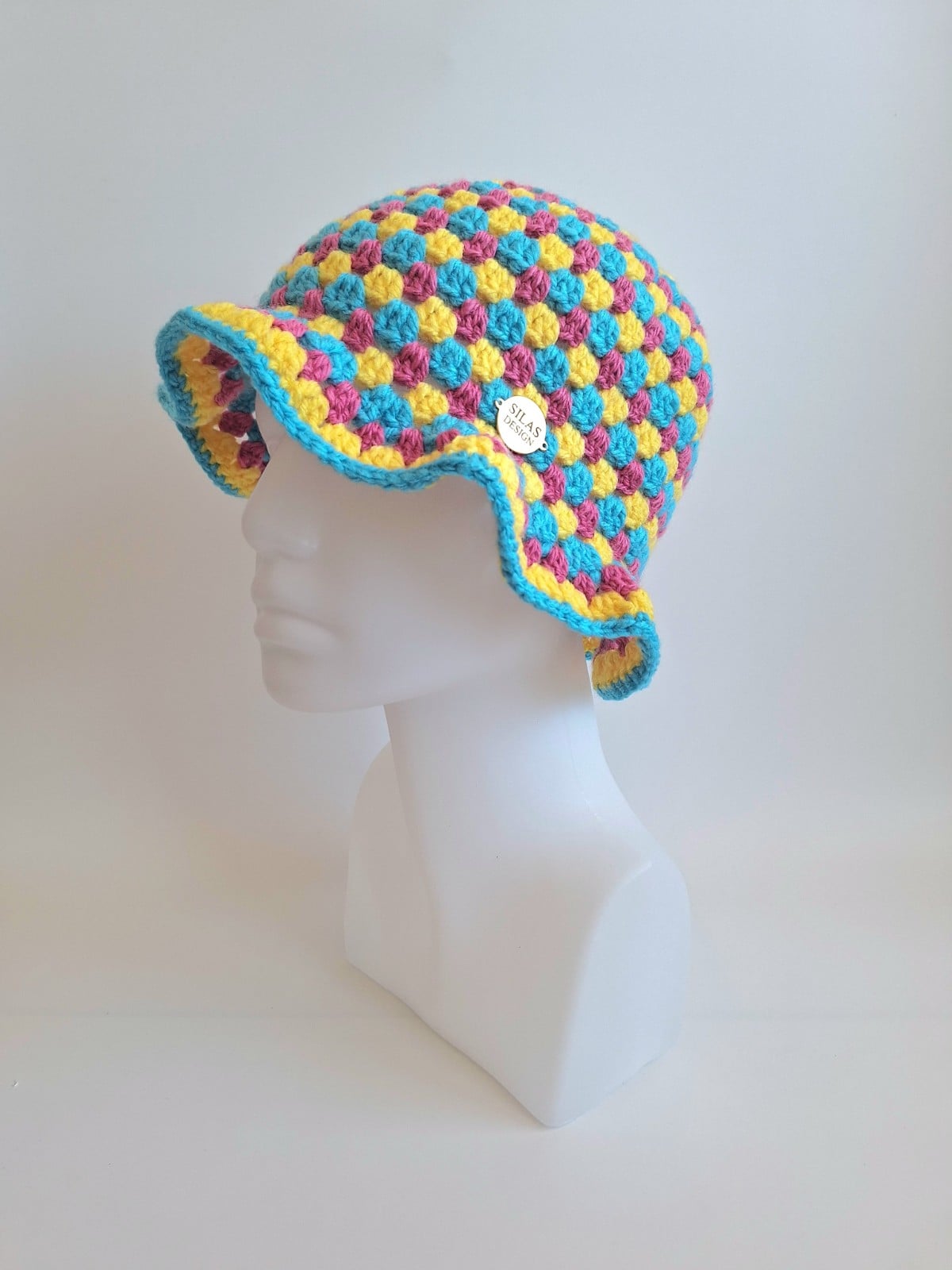 Gehaakte bucket hat | Pride panseksuele vlag - 129987 Gehaakte bucket hat | Pride panseksuele vlag