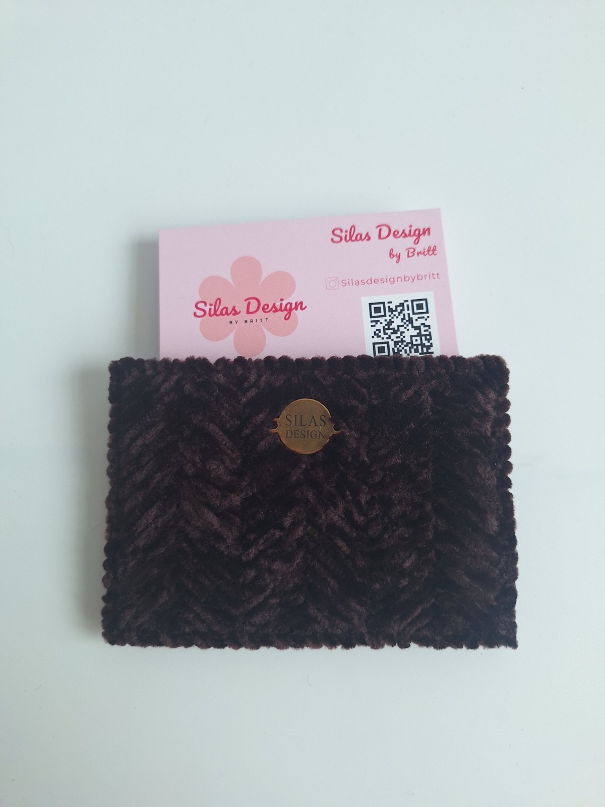 Geweven pasjeshouder | Donkerbruin velvet look - 130094 Geweven pasjeshouder | Donkerbruin velvet look