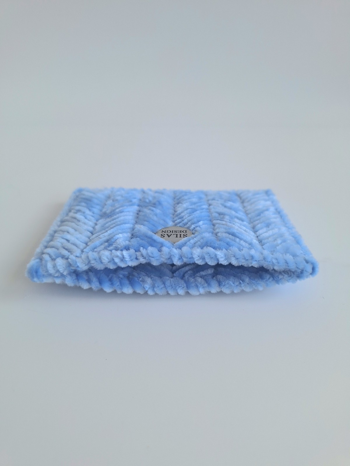 Geweven pasjeshouder | Hemelsblauw velvet look - 130064 Geweven pasjeshouder | Hemelsblauw velvet look