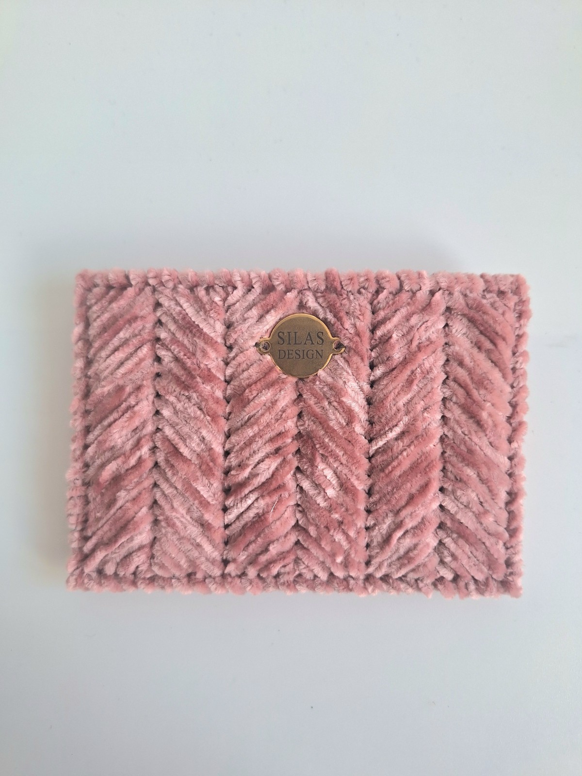 Geweven pasjeshouder | Mauve velvet look