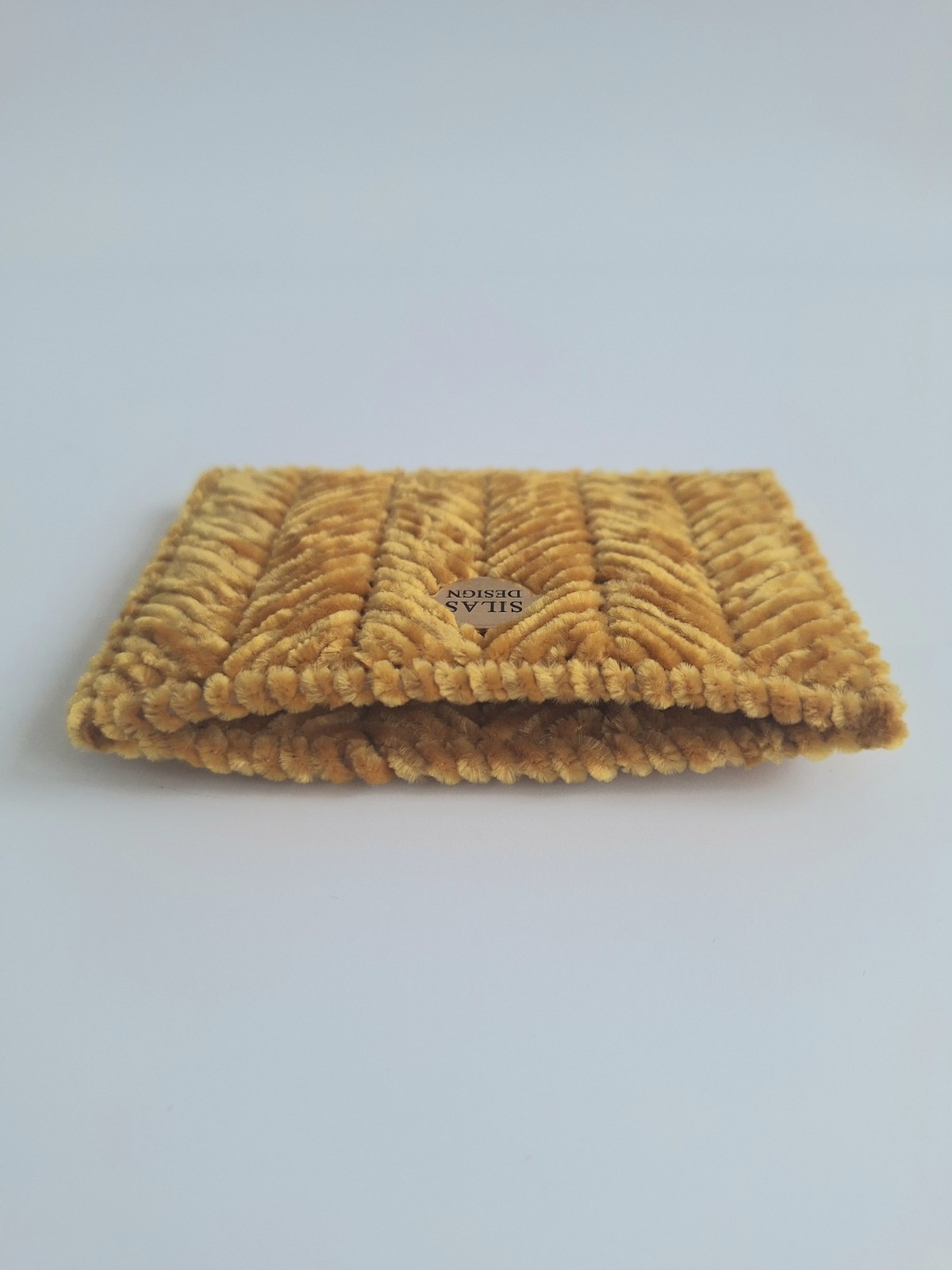 Geweven pasjeshouder | Okergeel velvet look - 130089 Geweven pasjeshouder | Okergeel velvet look