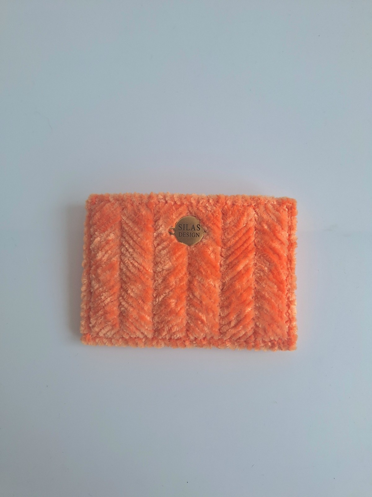 Geweven pasjeshouder | Oranje velvet look - 130082 Geweven pasjeshouder | Oranje velvet look