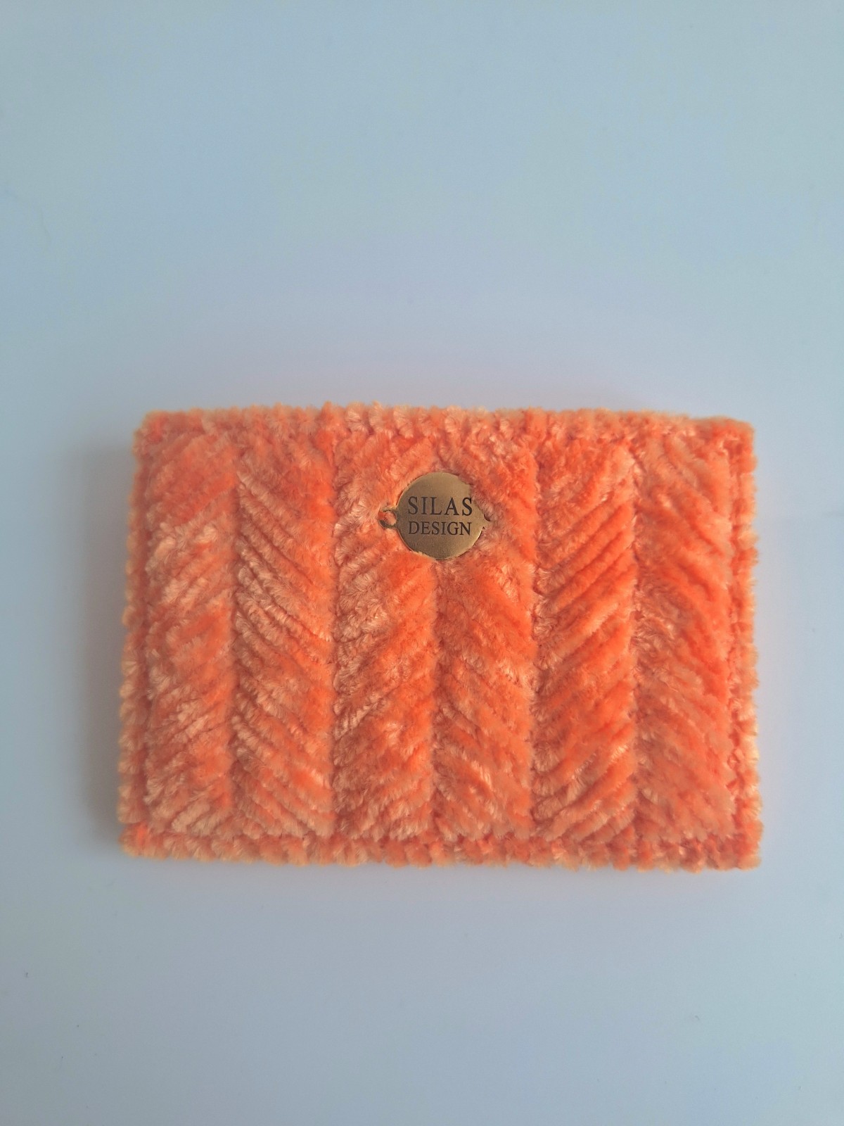 Geweven pasjeshouder | Oranje velvet look - 130086 Geweven pasjeshouder | Oranje velvet look