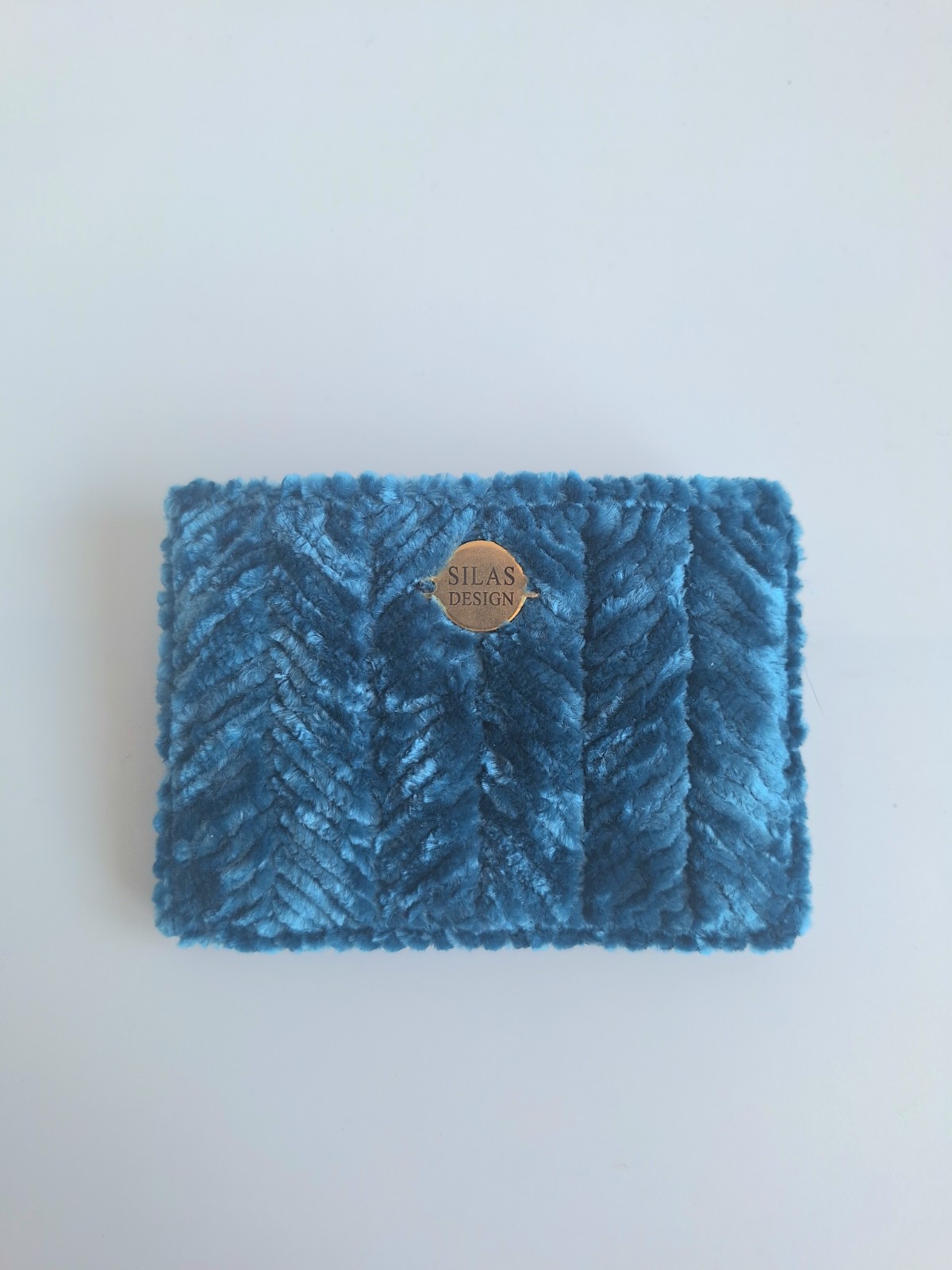 Geweven pasjeshouder | Petrol velvet look - 130034 Geweven pasjeshouder | Petrol velvet look