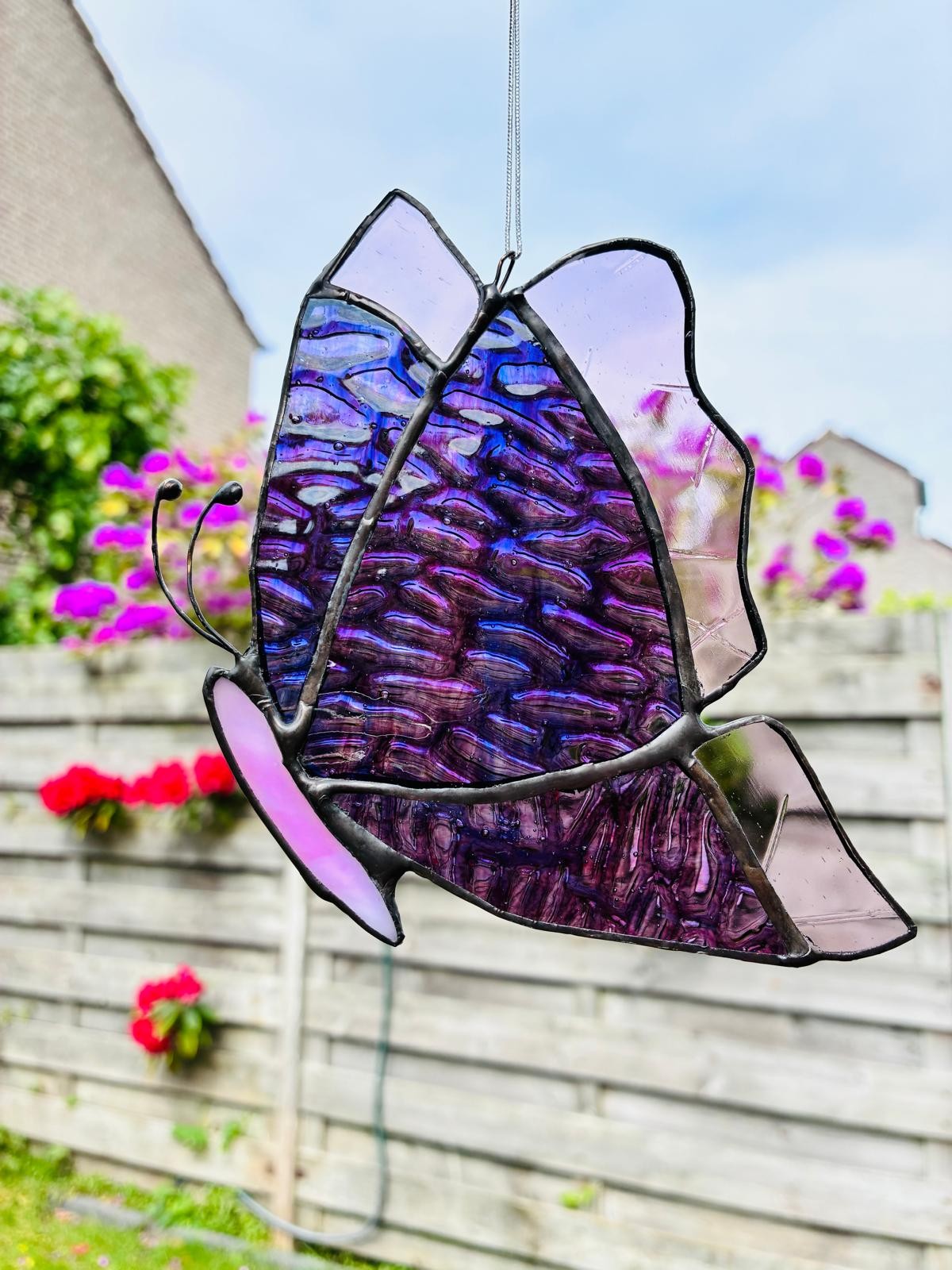 Glas-in-lood vlinder | Handgemaakt | Tiffany-techniek | Raamhanger | Suncatcher