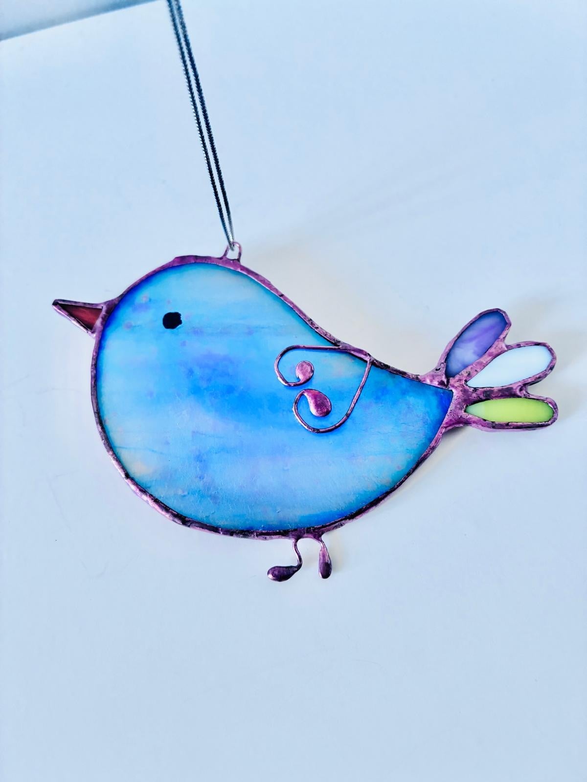Glas-in-lood vogel | Handgemaakt | Raamhanger | Tiffany-techniek