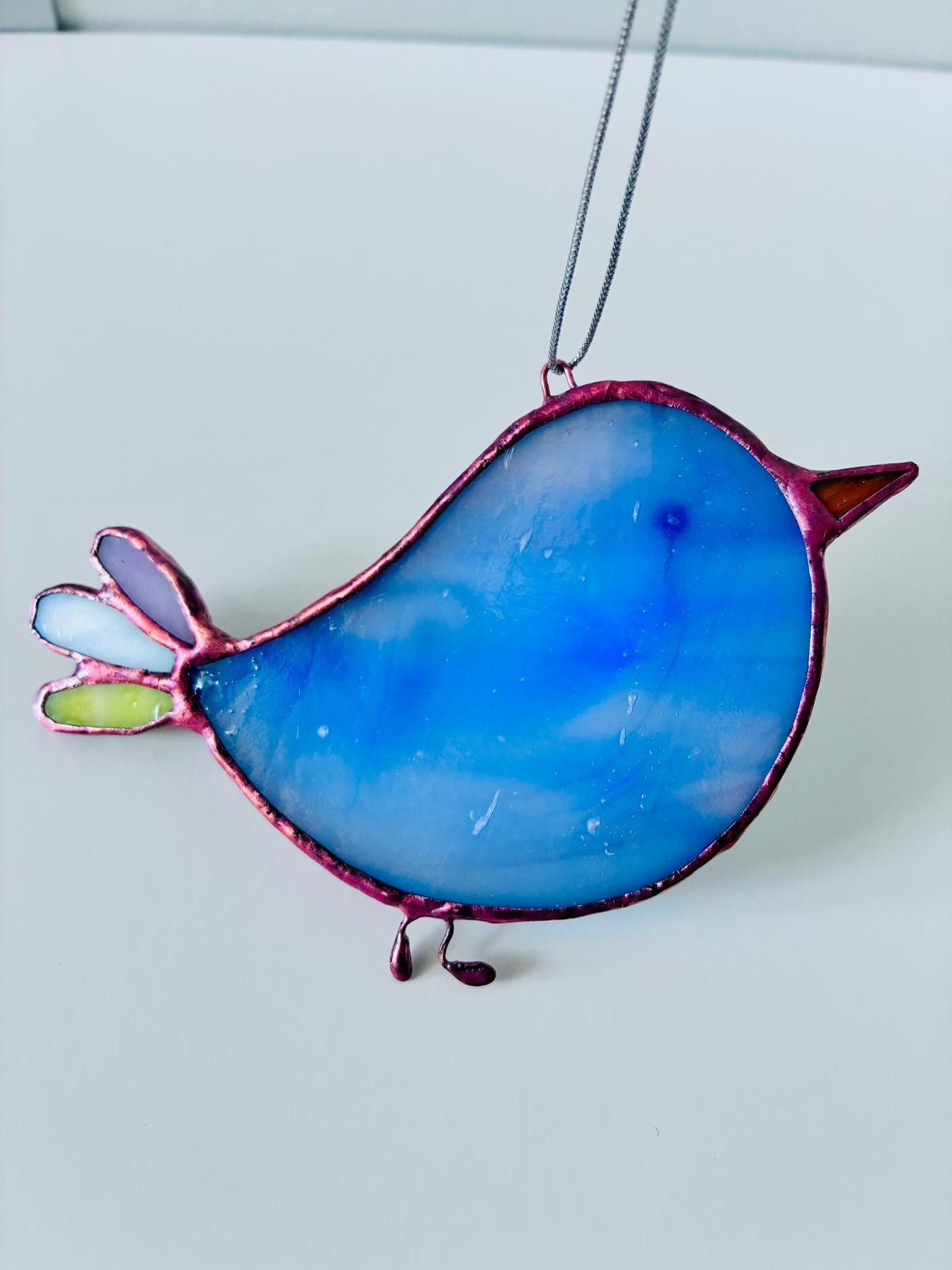 Glas-in-lood vogel | Handgemaakt | Raamhanger | Tiffany-techniek