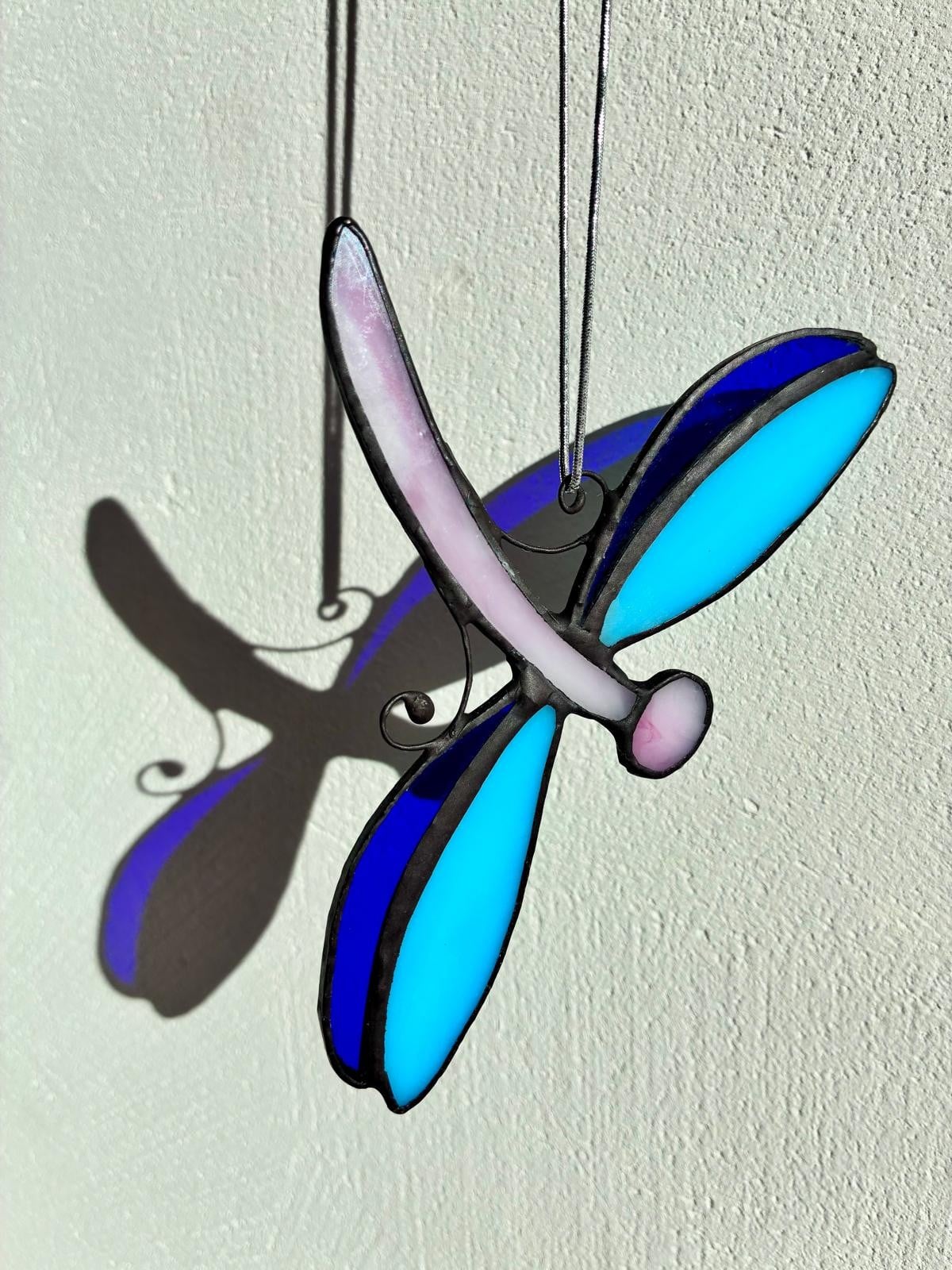 Handgemaakte Glas-in-Lood Libelle | Raamhanger | Tiffany-techniek