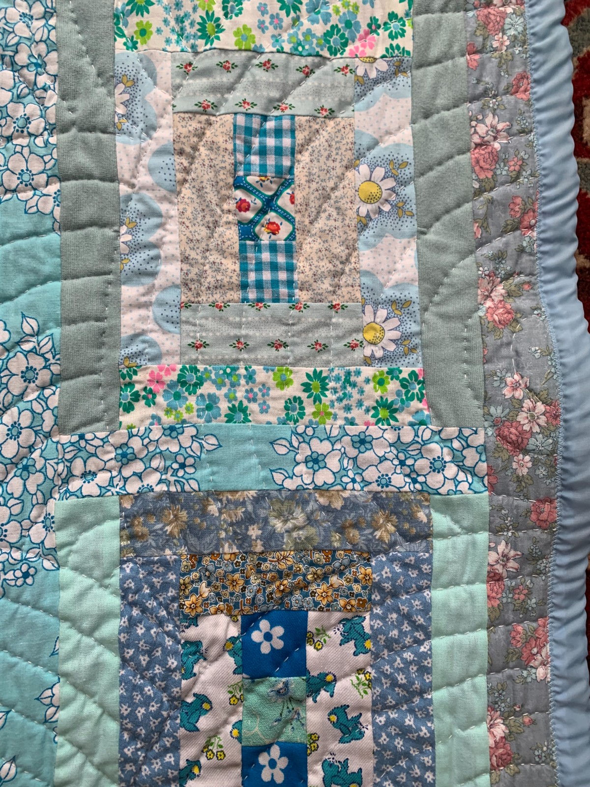 Mooi lichtblauw patchword (wand) kleed