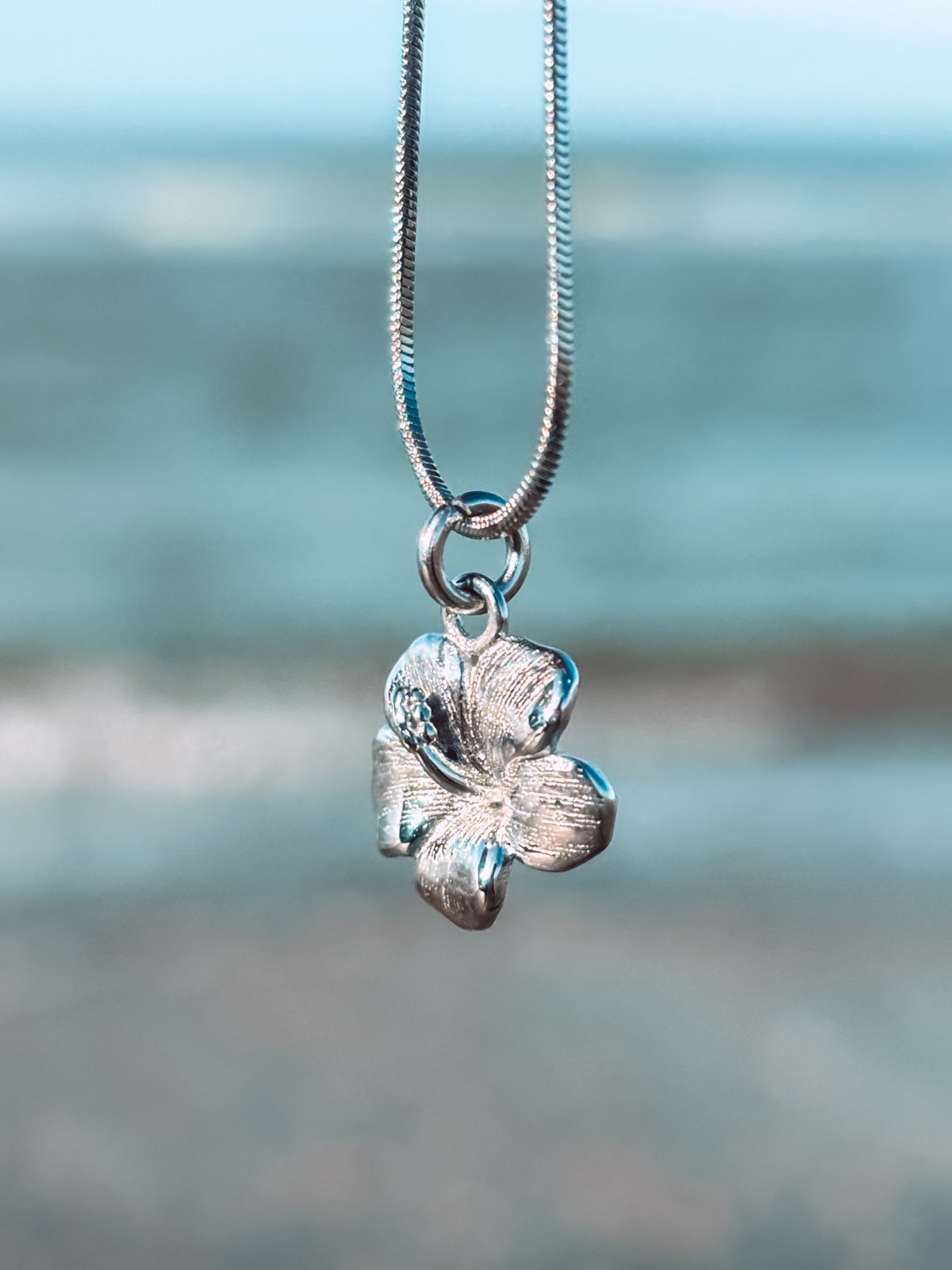 Oceaan Hibiscus Ketting Zilver
