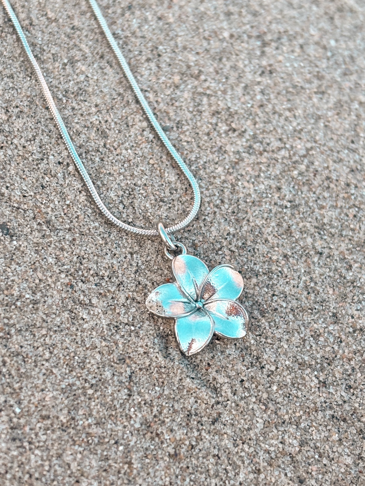 Oceaan Plumeria Ketting Zilver
