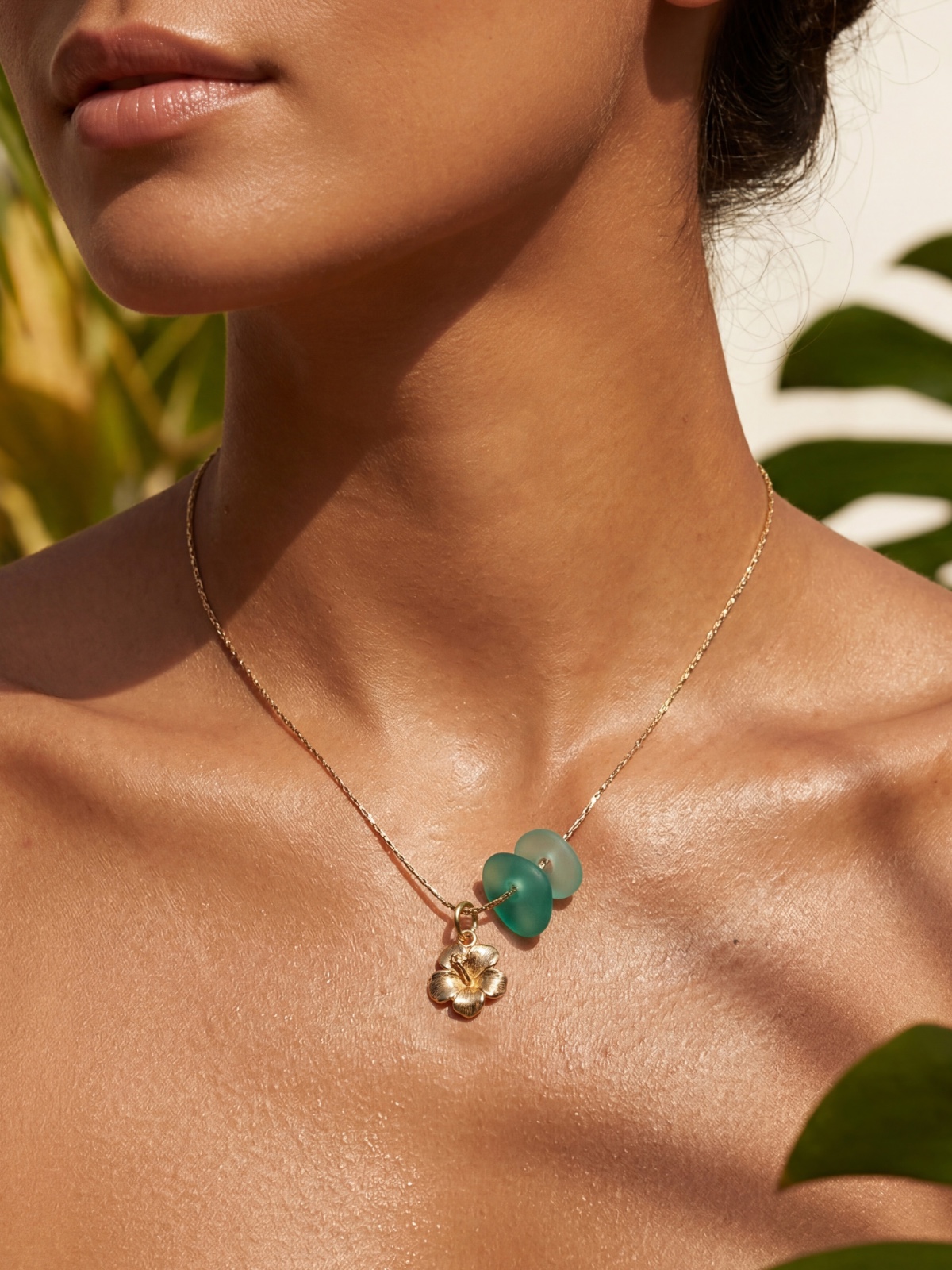 Zeeglas Hibiscus Ketting Goud - 129025 Zeeglas Hibiscus Ketting Goud