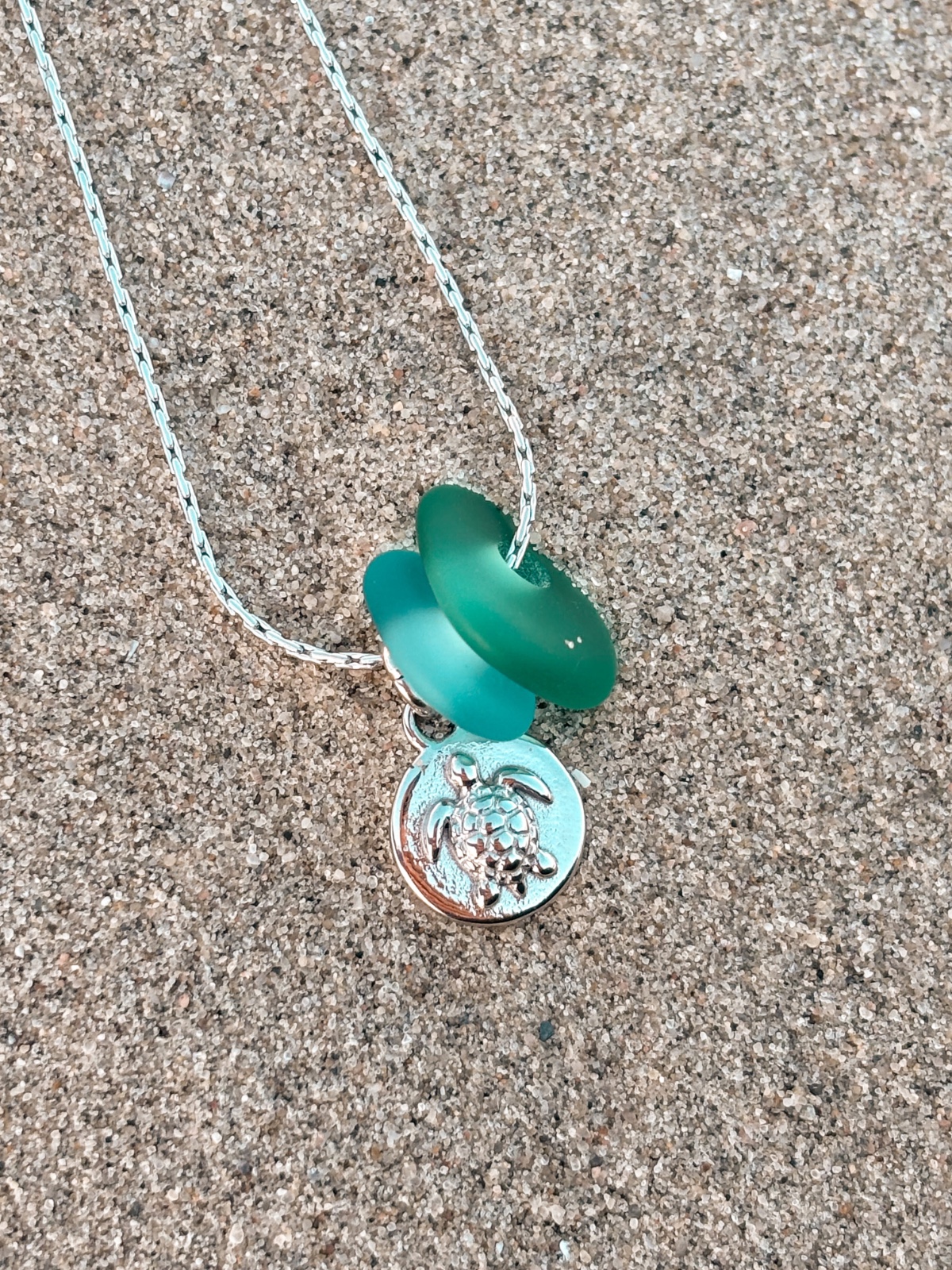 Zeeglas Zeester & Schildpad Ketting Zilver - 129035 Zeeglas Zeester & Schildpad Ketting Zilver