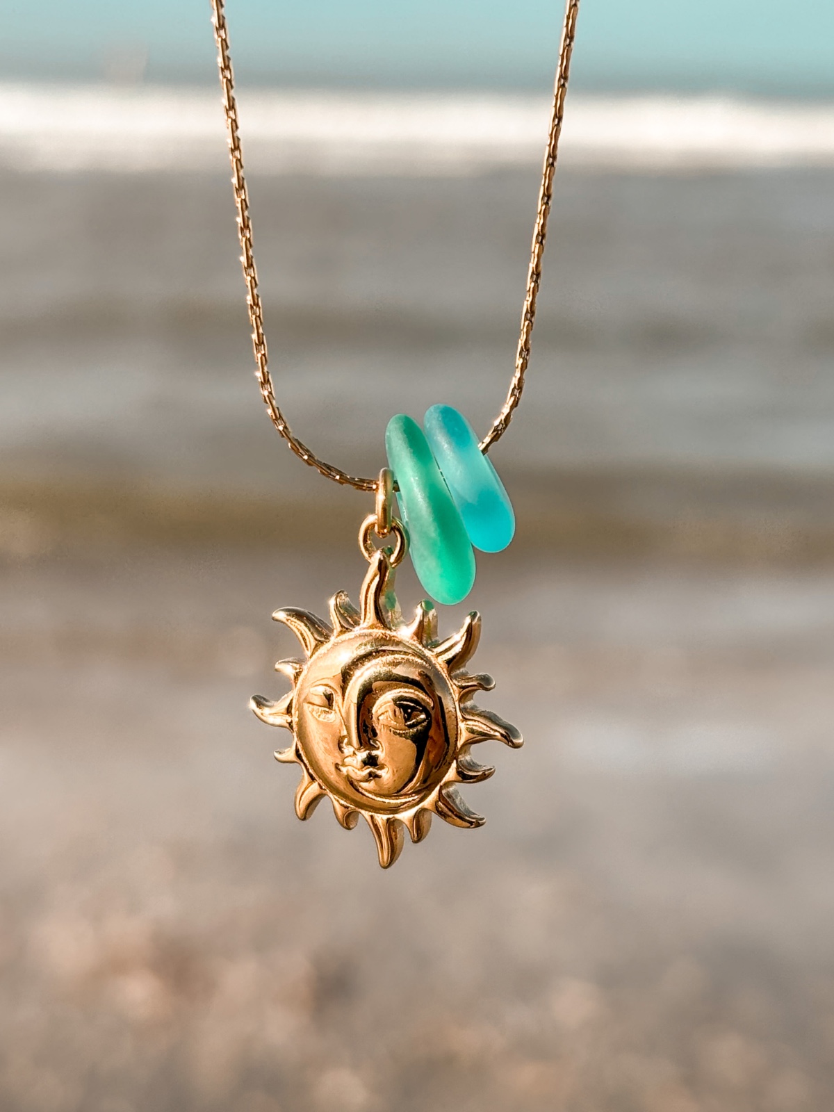 Zeeglas Zon & Maan Ketting Goud - 129029 Zeeglas Zon & Maan Ketting Goud
