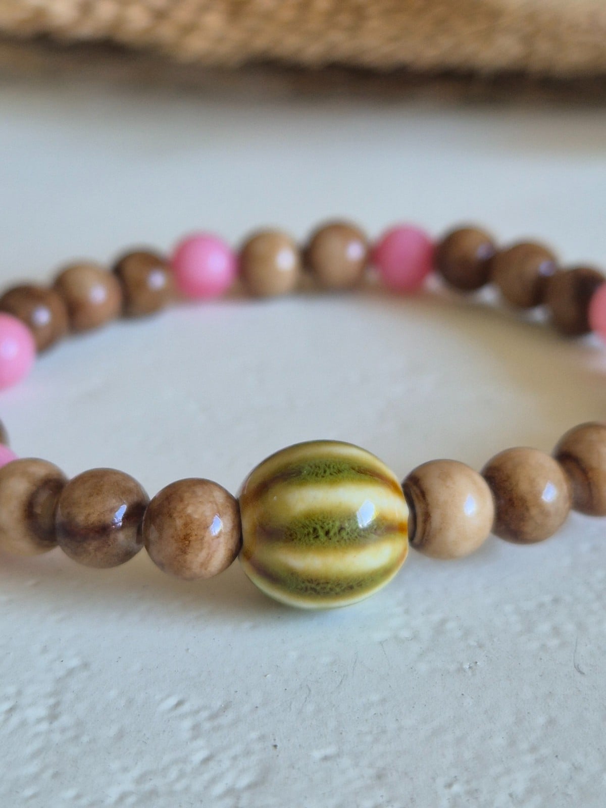 Armband met edelstenen en keramieke kraal | Oleander - 135816 Armband met edelstenen en keramieke kraal | Oleander