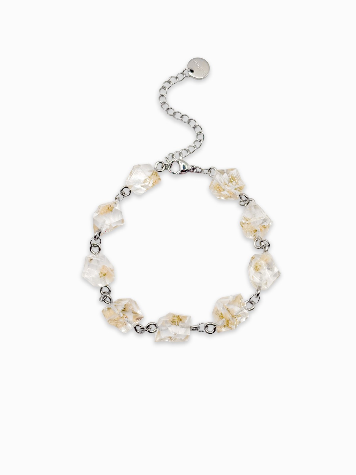 Armband met Kristalvormige Hangers Gevuld met Echt Gipskruid (The Classics)