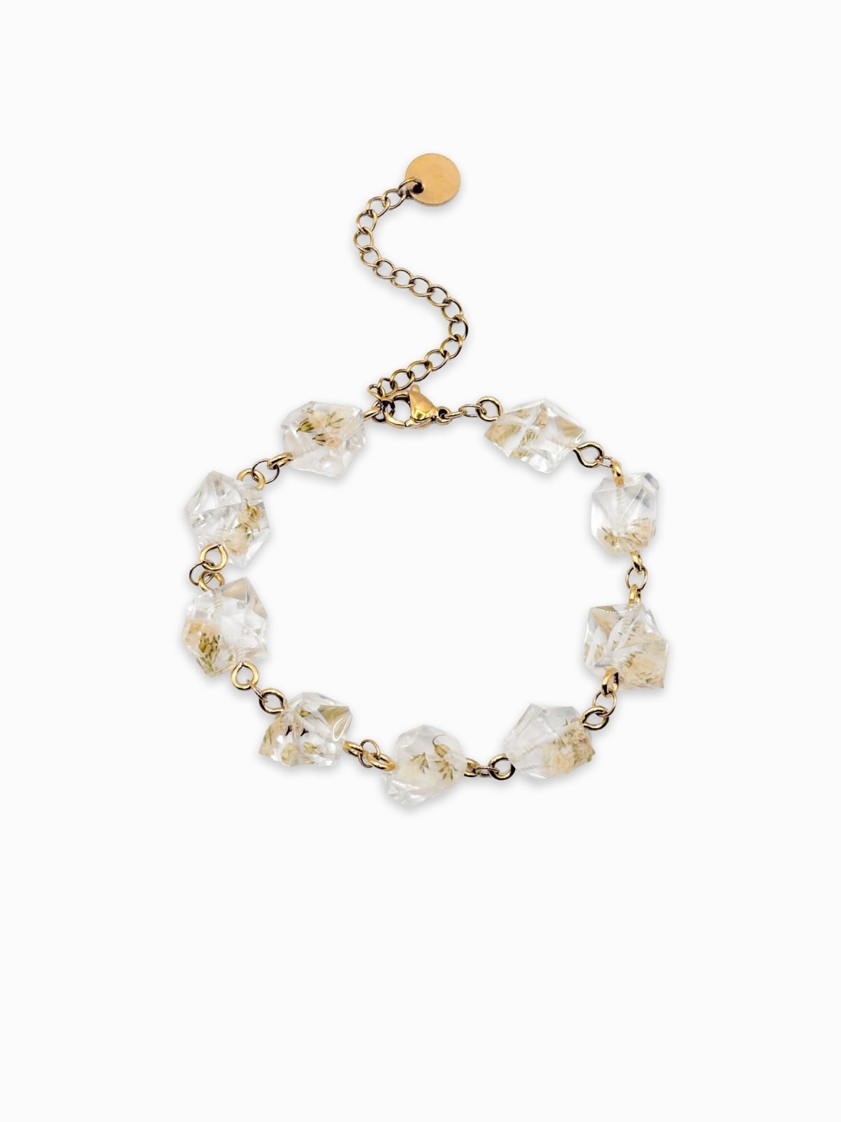 Armband met Kristalvormige Hangers Gevuld met Echt Gipskruid (The Classics)