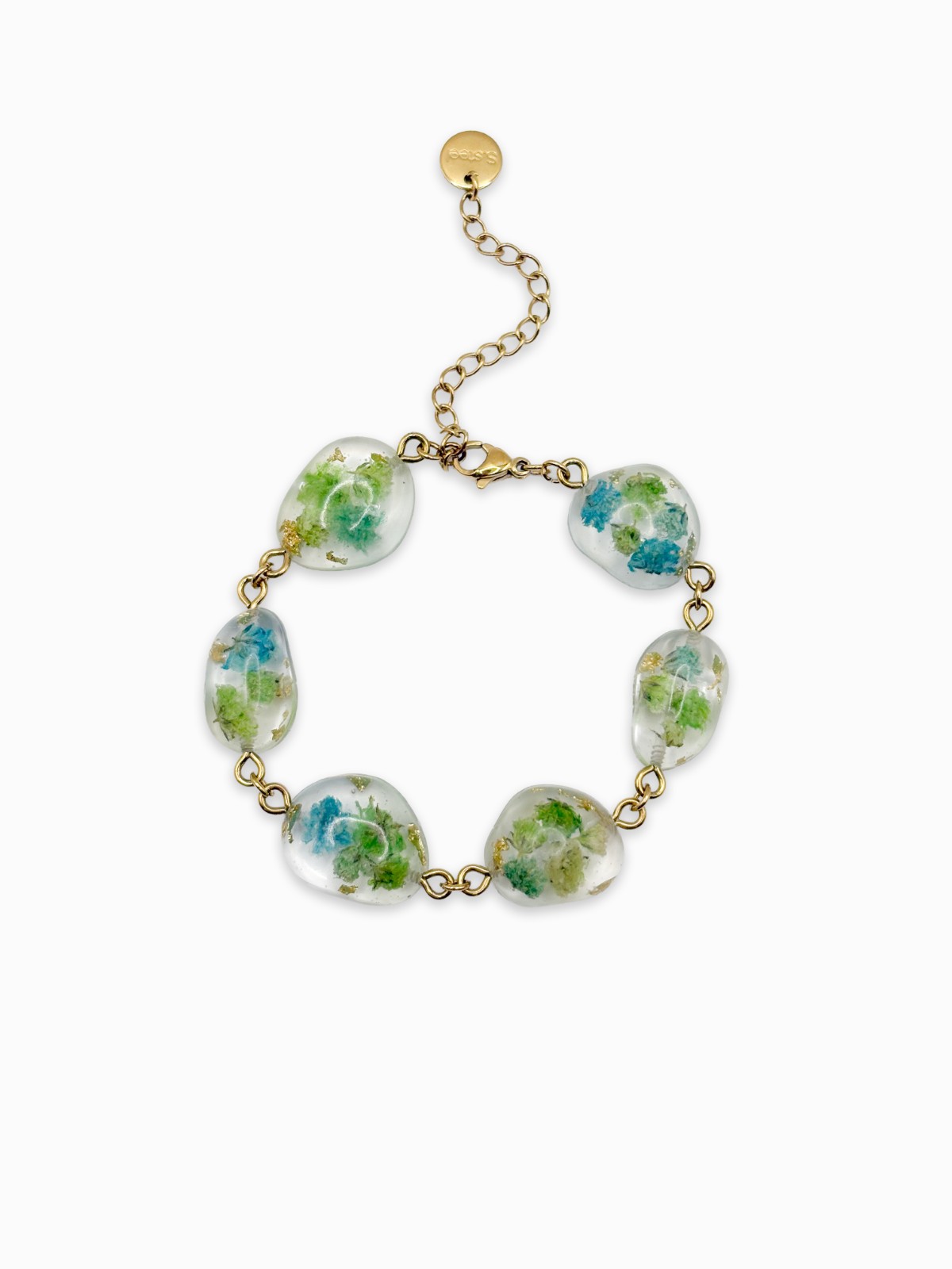 Armband met Steenvormige Hangers Gevuld met Echt Gipskruid uit Luxemb… - 131852 Armband met Steenvormige Hangers Gevuld met Echt Gipskruid uit Luxemburg (Forgotten Gardens)