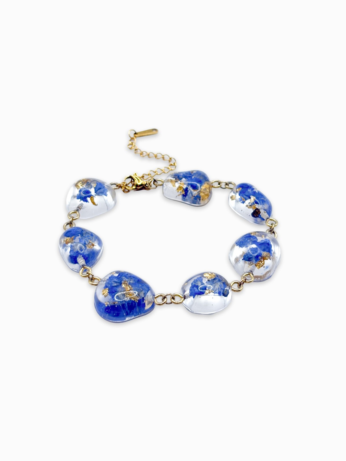 Armband met Steenvormige Hangers Gevuld met Echte Bloemen uit Den Haag (The Tide)
