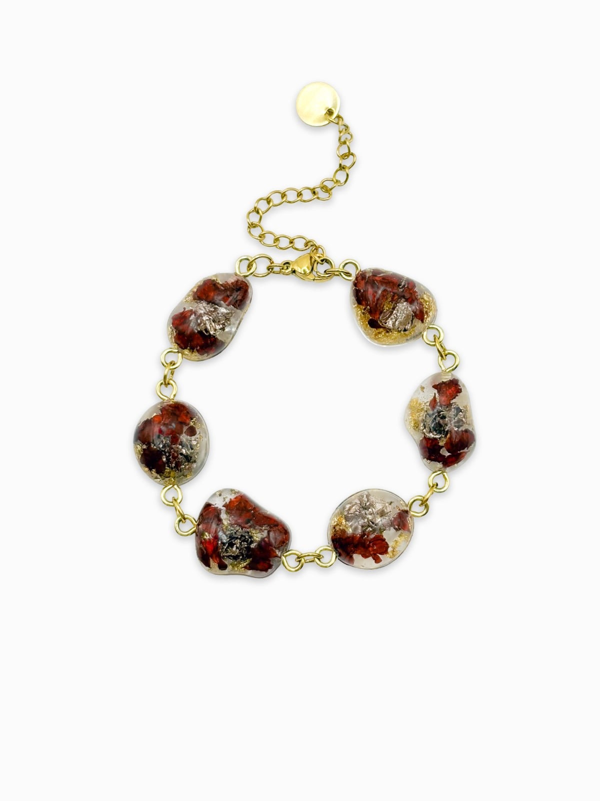 Armband met Steenvormige Hangers Gevuld met Echte Bloemen uit Scheveningen (The Final Chapter)