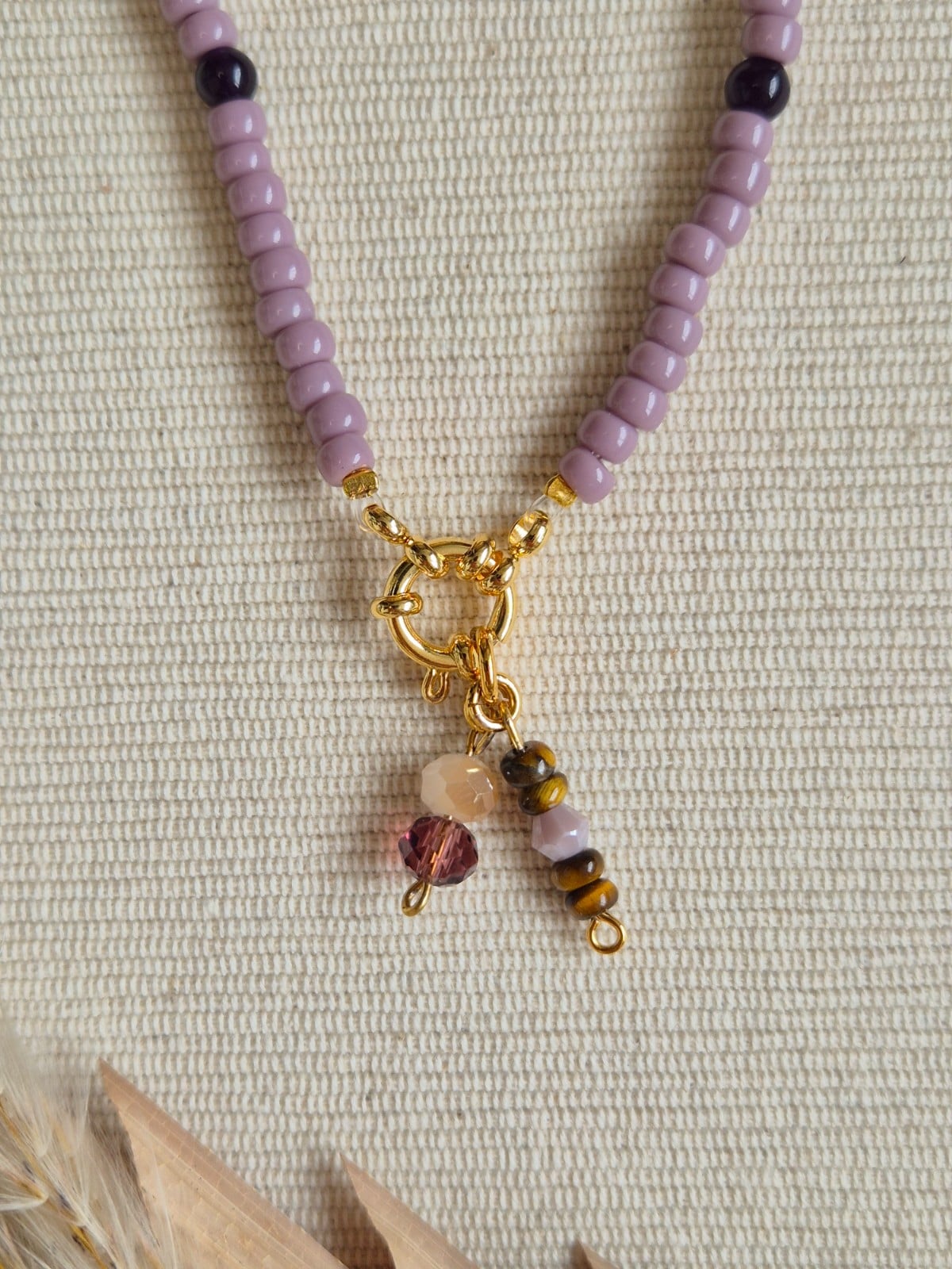 Basic ketting amethist en miyuki kralen met boeisluiting voor bedels - 134933 Basic ketting amethist en miyuki kralen met boeisluiting voor bedels