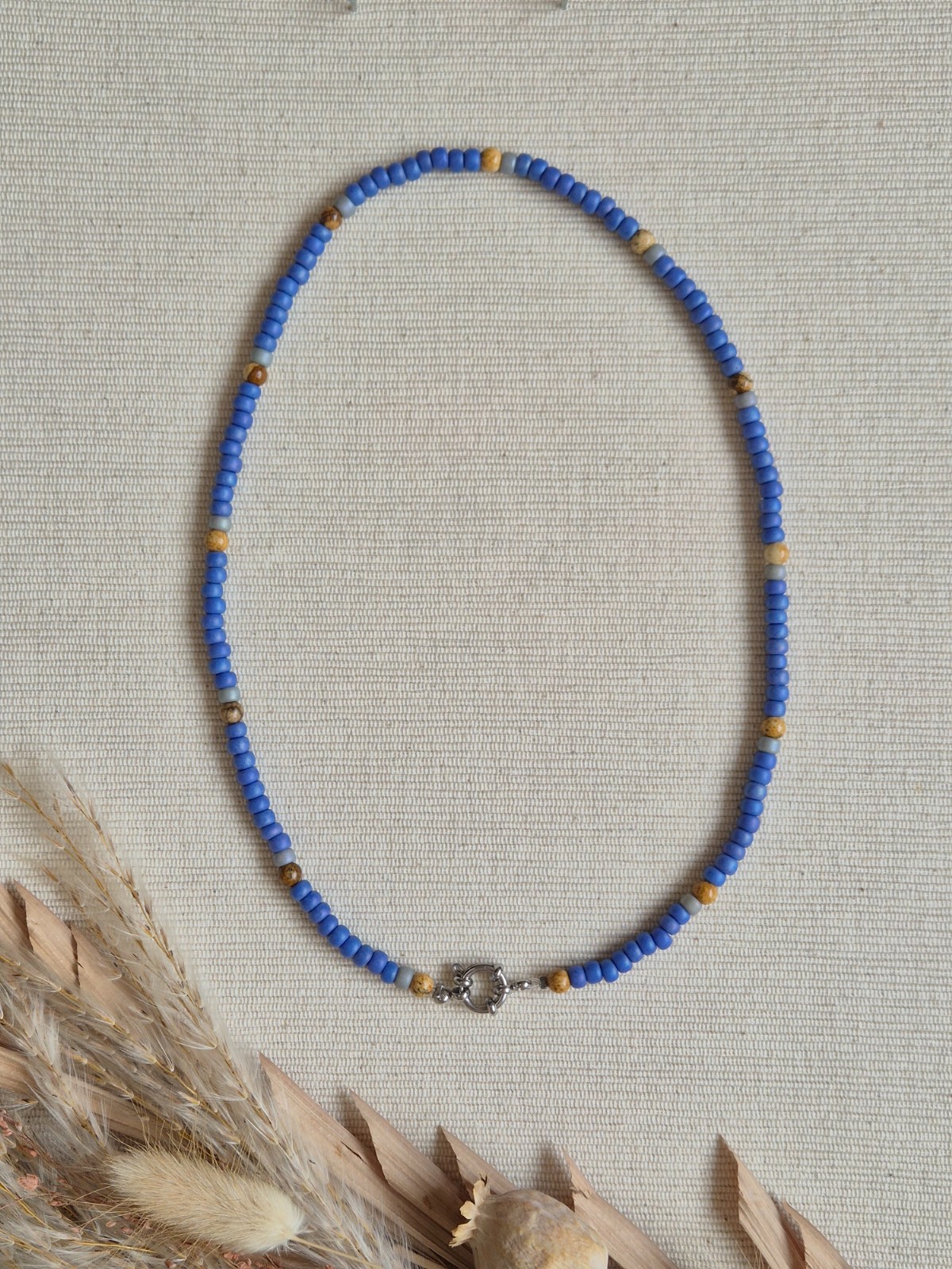 Basic ketting picture jaspis en miyuki kralen met boeisluiting voor b… - 134917 Basic ketting picture jaspis en miyuki kralen met boeisluiting voor bedels