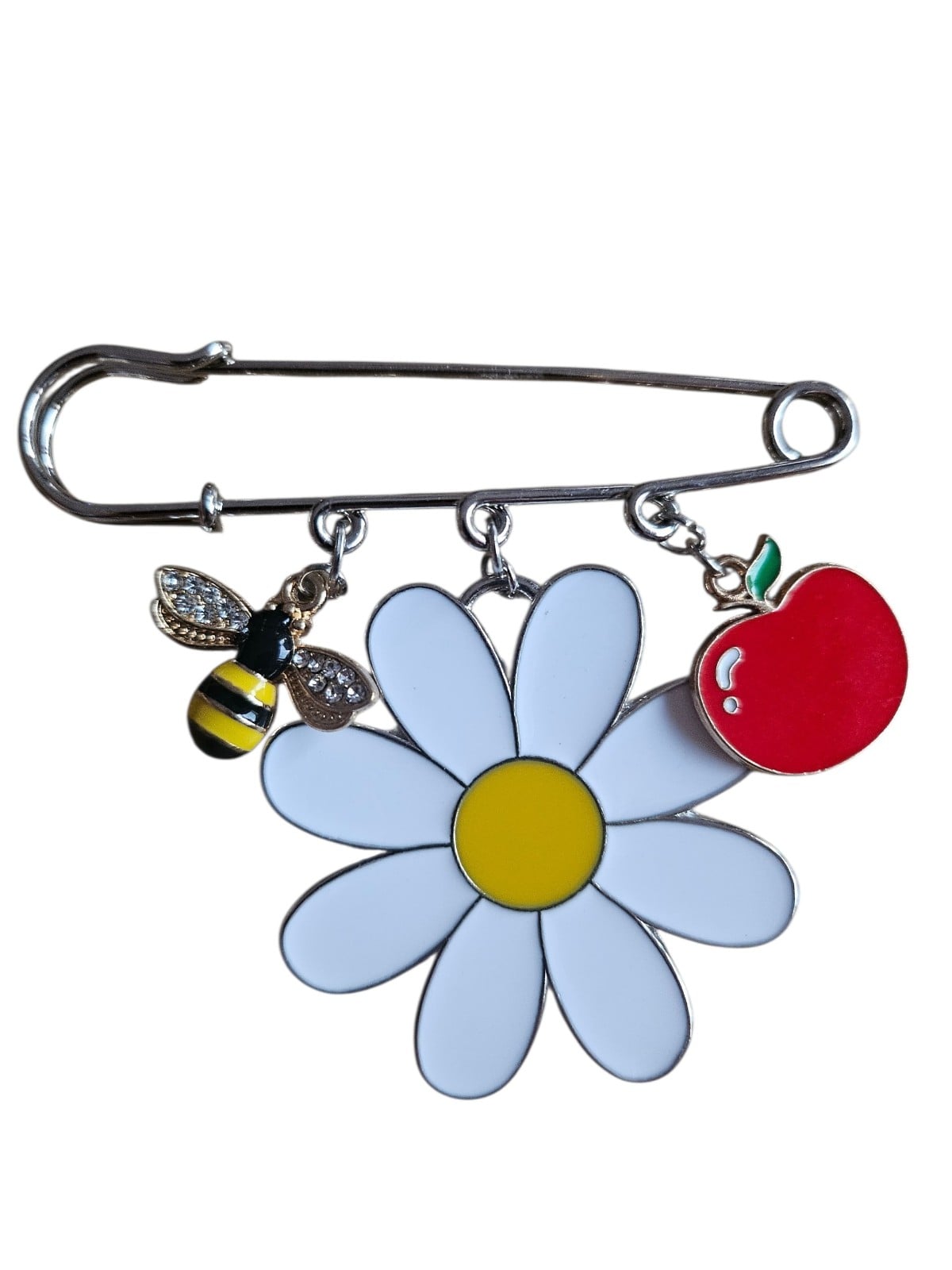 Bloem, appel en bijtje Broche
