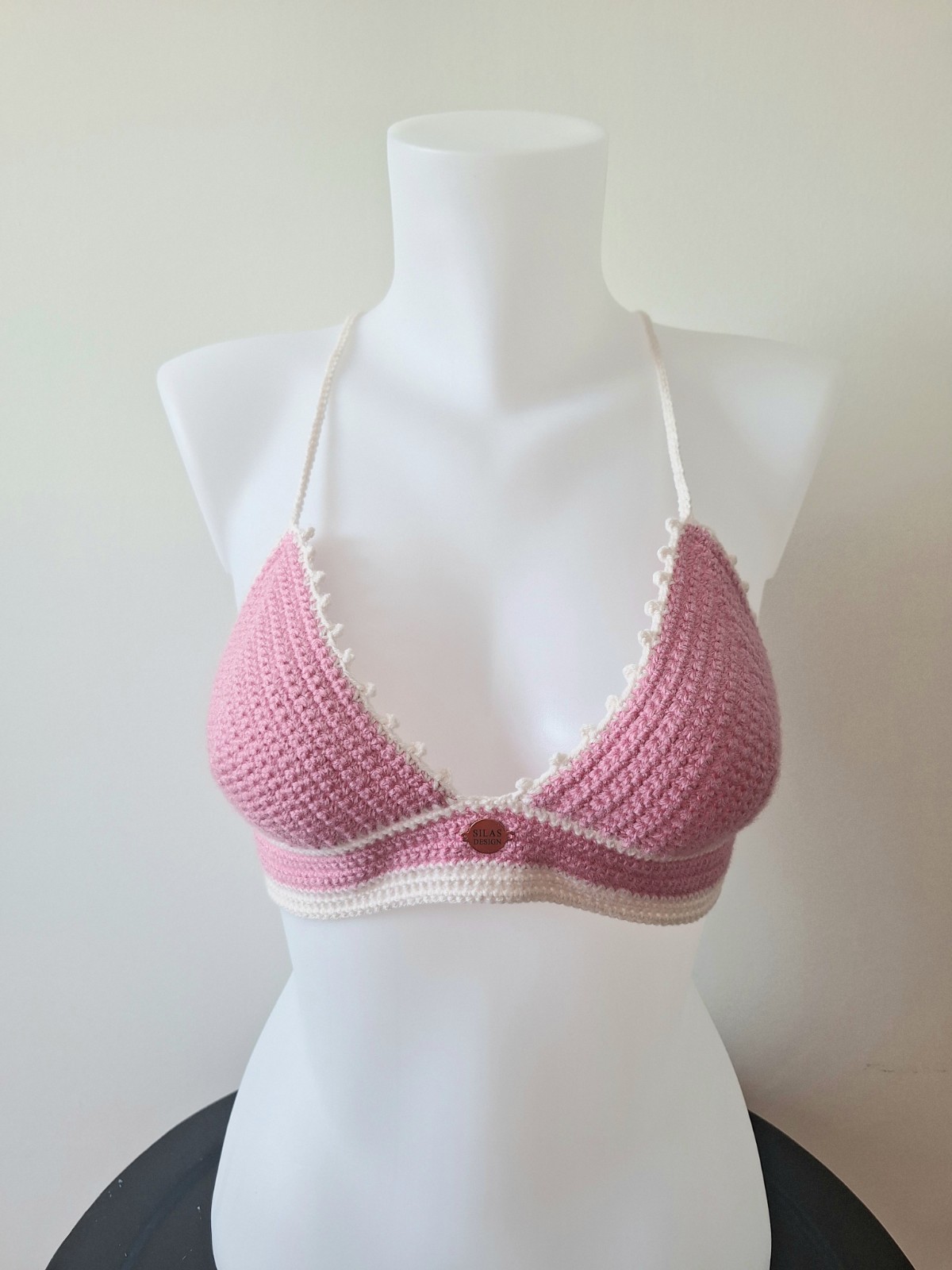 Gehaakt topje | Roze en crème - 135529 Gehaakt topje | Roze en crème