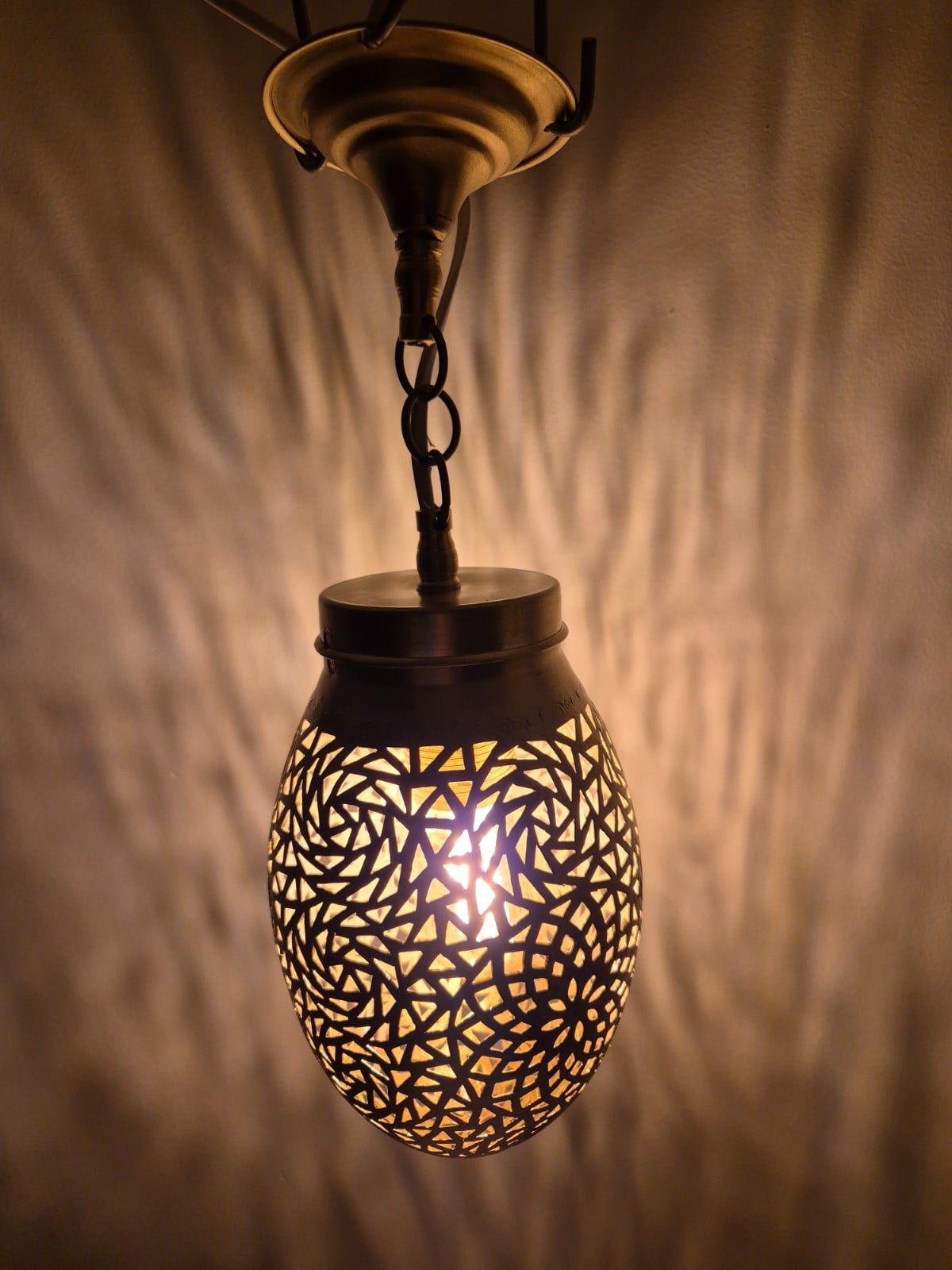 Handmade Moroccan Brass Pendant Light, Lotus Leaf Design, Art Deco Vintage Gold Patina, E27 Bulb & Cable, Unique Boho Home Decor Gift