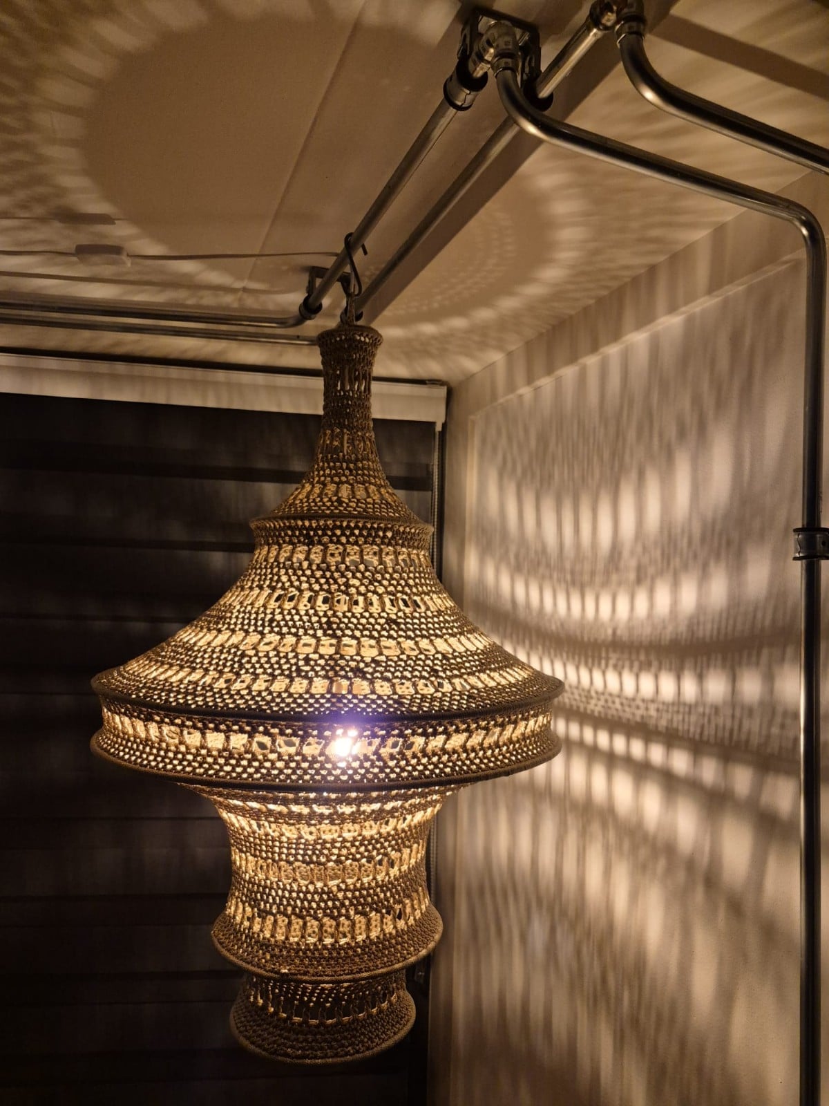 Handmade Moroccan Crochet Pendant Lamp Jouj-Boho Hippie Hanging Light… - 131667 Handmade Moroccan Crochet Pendant Lamp Jouj-Boho Hippie Hanging Light, Sculptural Boho Ceiling Lamp, Warm Ambient Lighting.